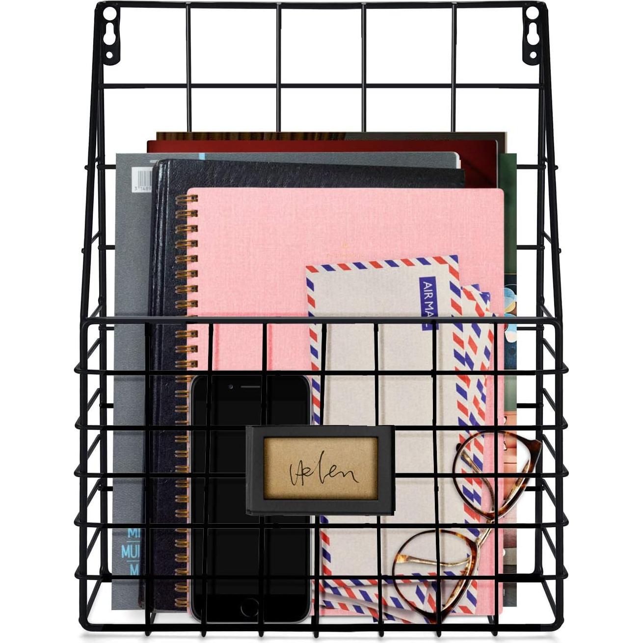 Organizador de Revistas Montado en la Pared Flexzion Negro 26.5x8.5x35.5cm