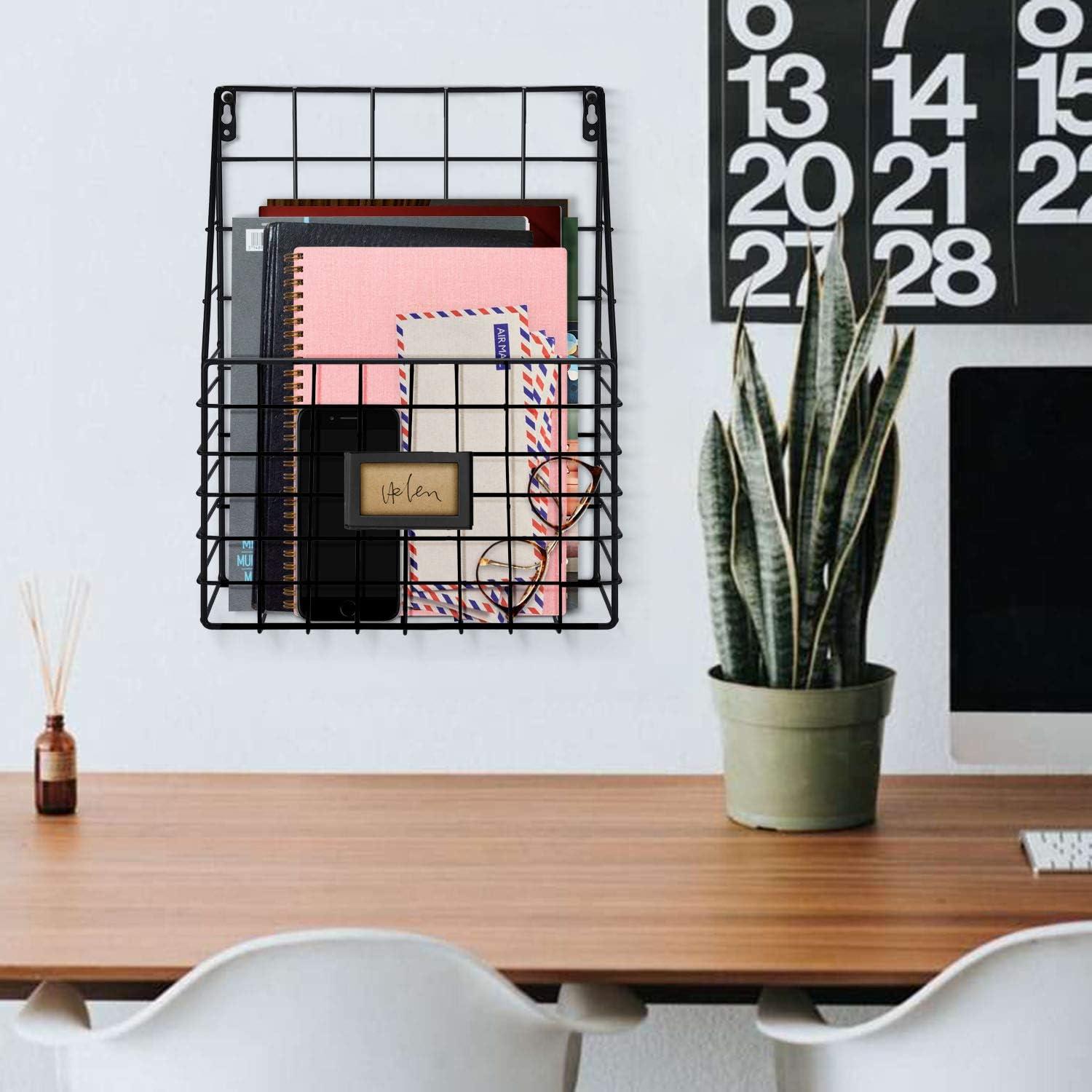 Organizador de Revistas Montado en la Pared Flexzion Negro 26.5x8.5x35.5cm