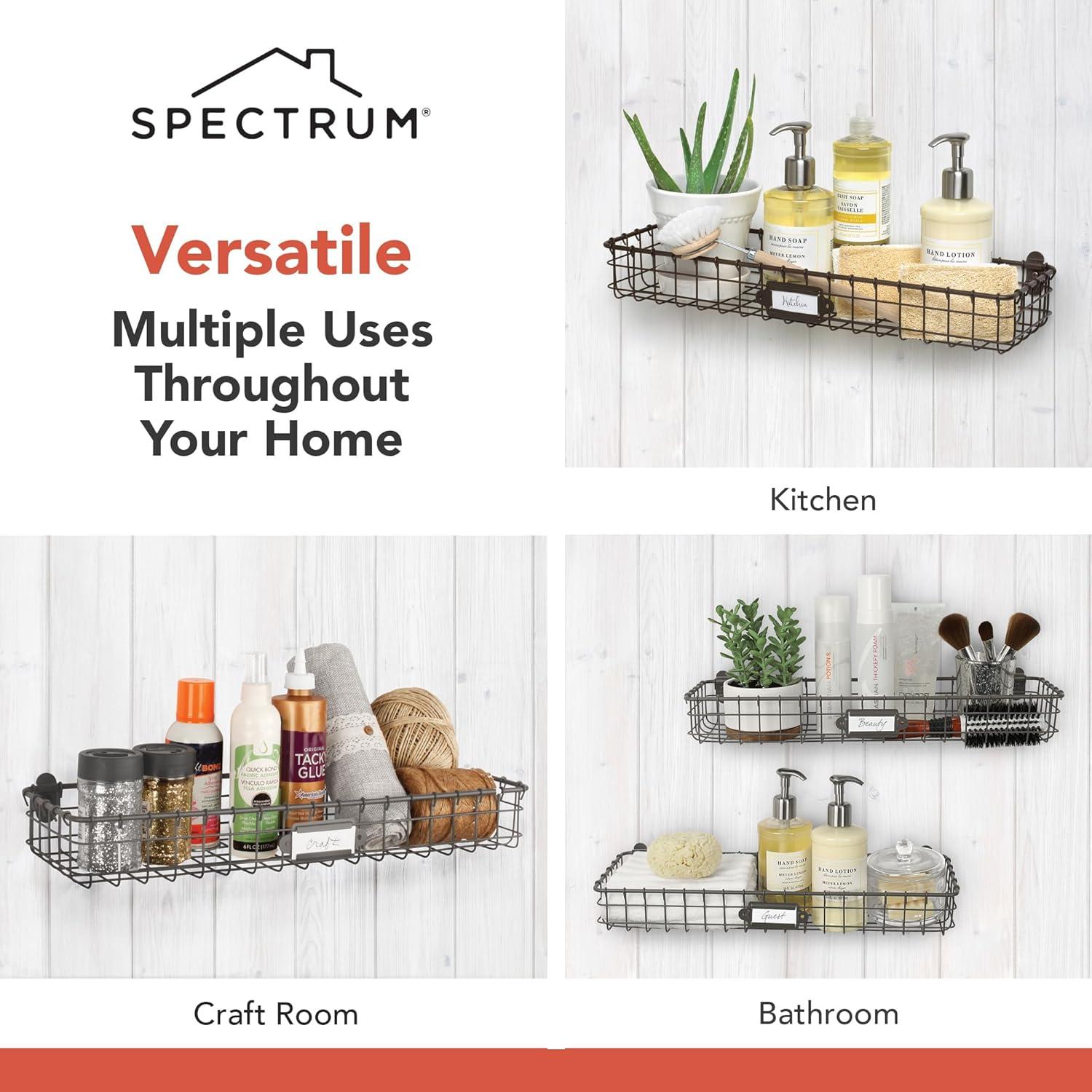 Bandeja de Cesta de Alambre Montada en Pared Spectrum Gris