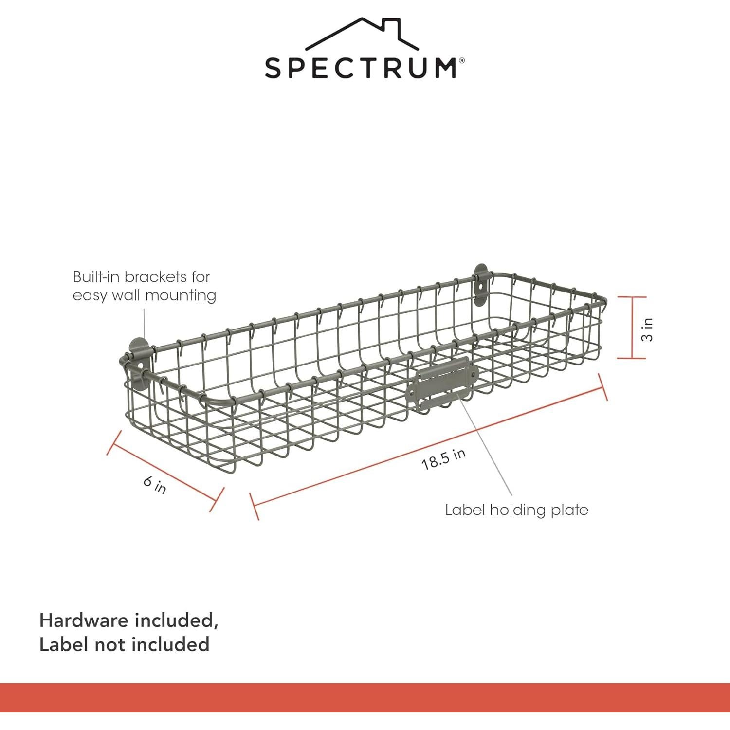 Bandeja de Cesta de Alambre Montada en Pared Spectrum Gris