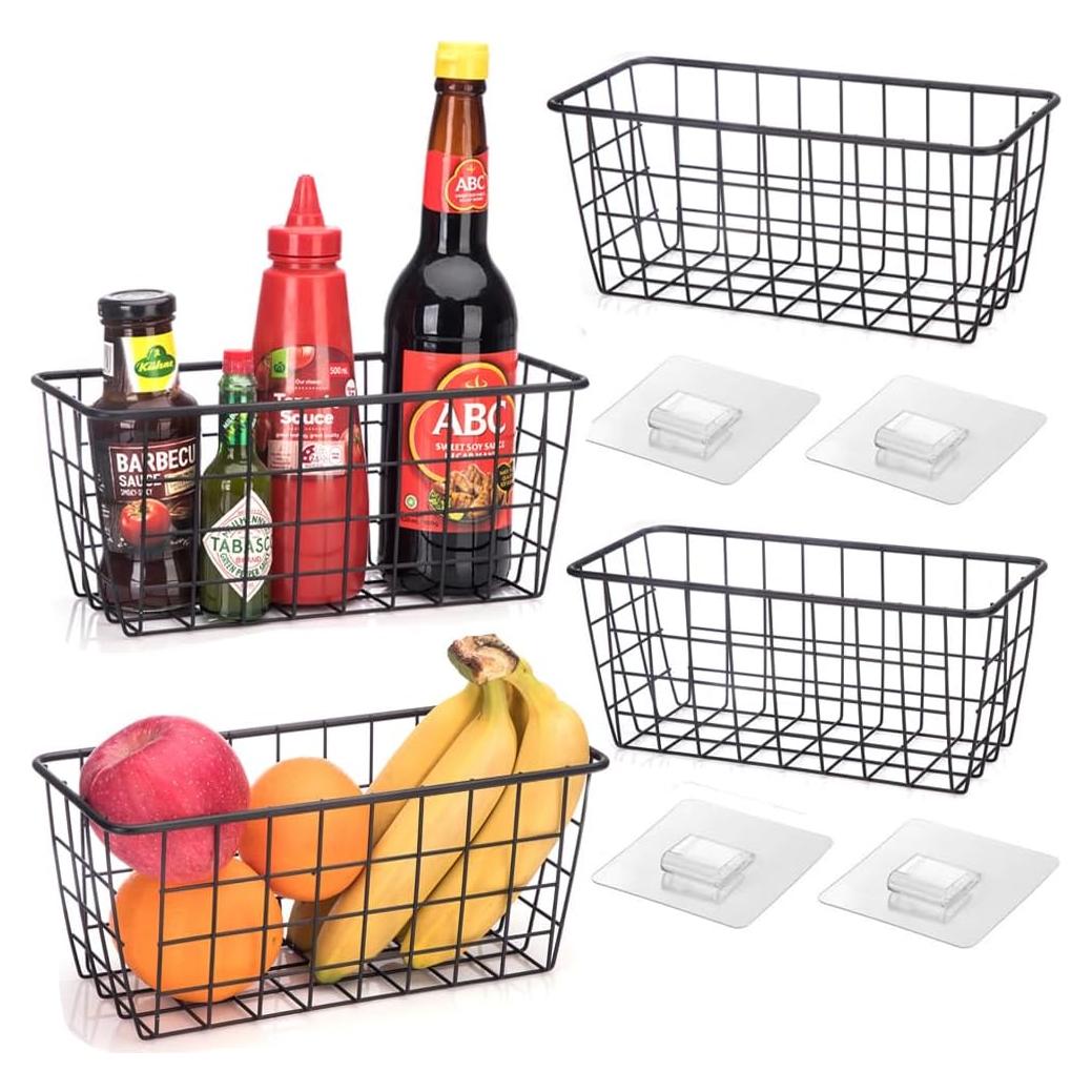 Cestas de Almacenamiento Colgantes HDYOUDO 4 Paquete Negro 28x12x12cm