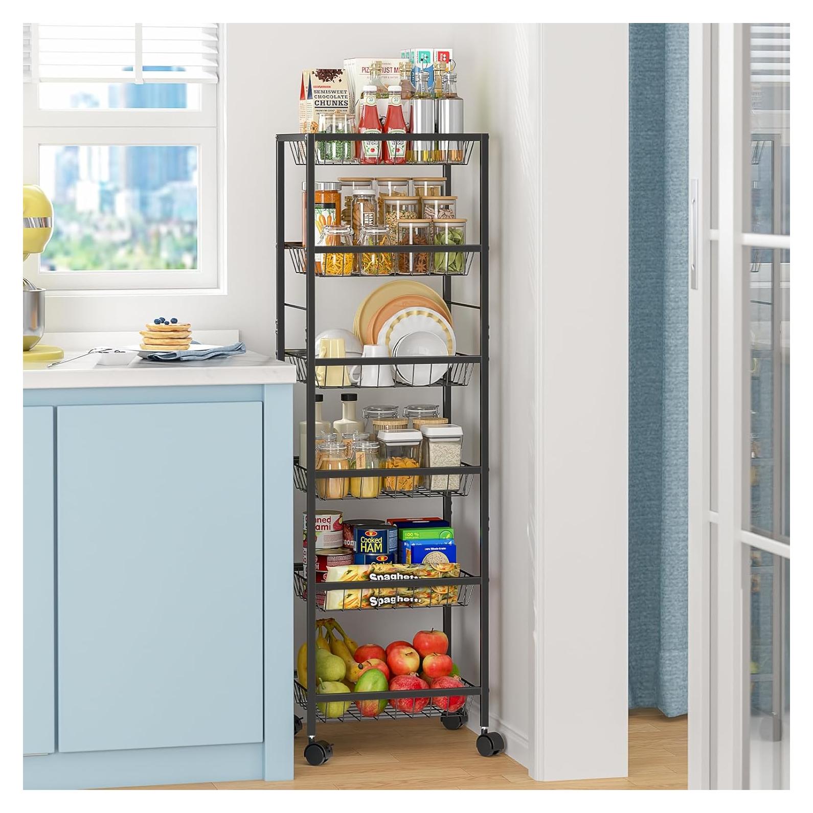 Carrito de Almacenamiento 3IngSeagulls 6 Niveles Metal Negro