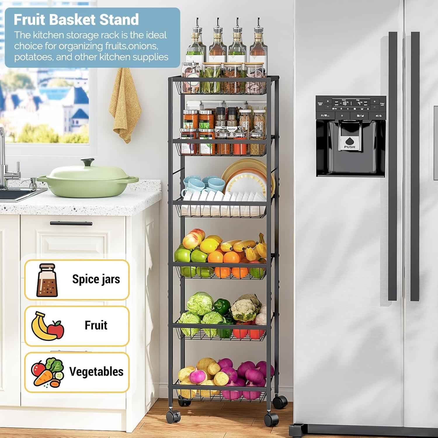 Carrito de Almacenamiento 3IngSeagulls 6 Niveles Metal Negro