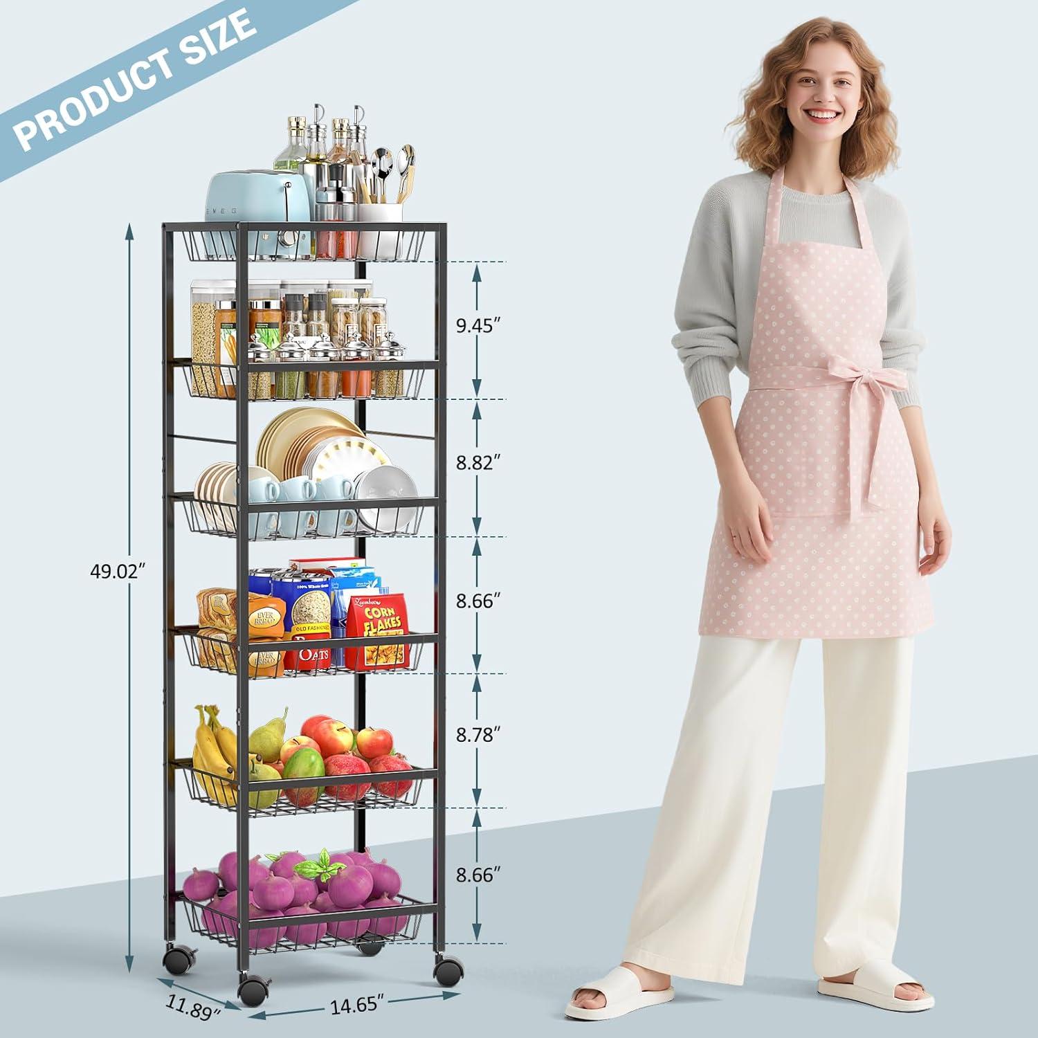 Carrito de Almacenamiento 3IngSeagulls 6 Niveles Metal Negro