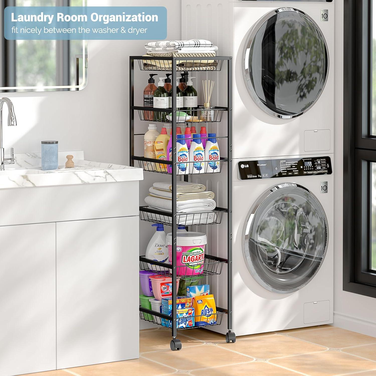 Carrito de Almacenamiento 3IngSeagulls 6 Niveles Metal Negro