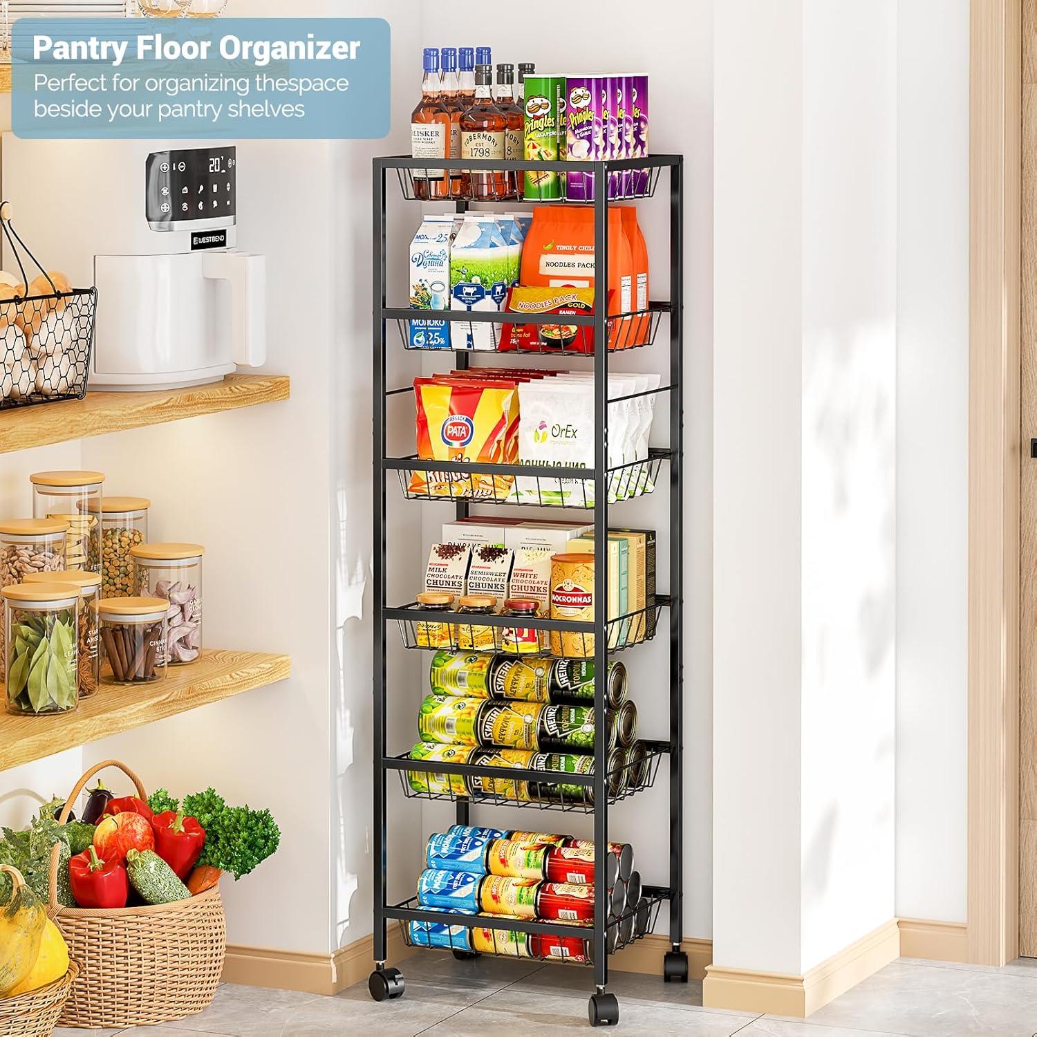 Carrito de Almacenamiento 3IngSeagulls 6 Niveles Metal Negro