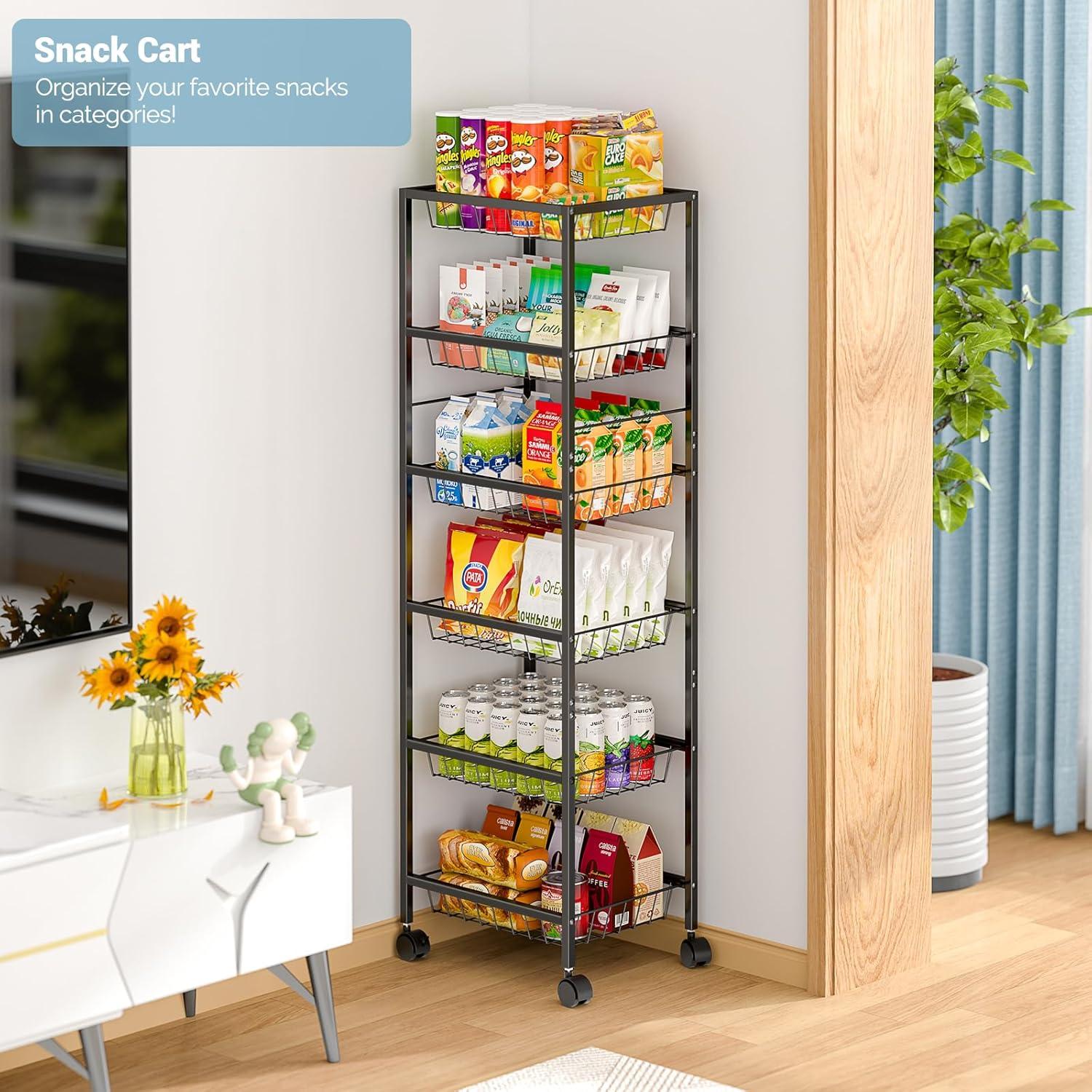 Carrito de Almacenamiento 3IngSeagulls 6 Niveles Metal Negro