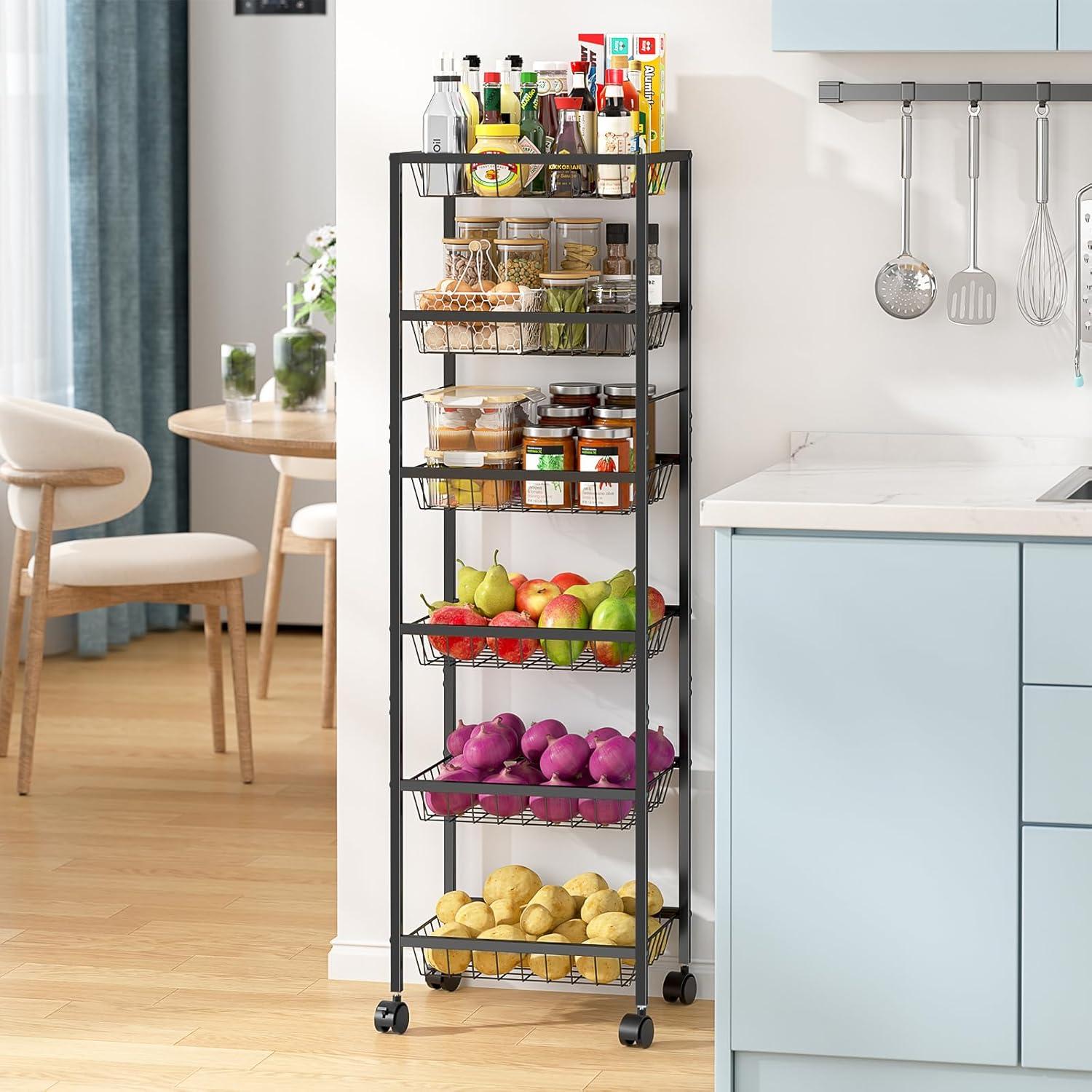 Carrito de Almacenamiento 3IngSeagulls 6 Niveles Metal Negro