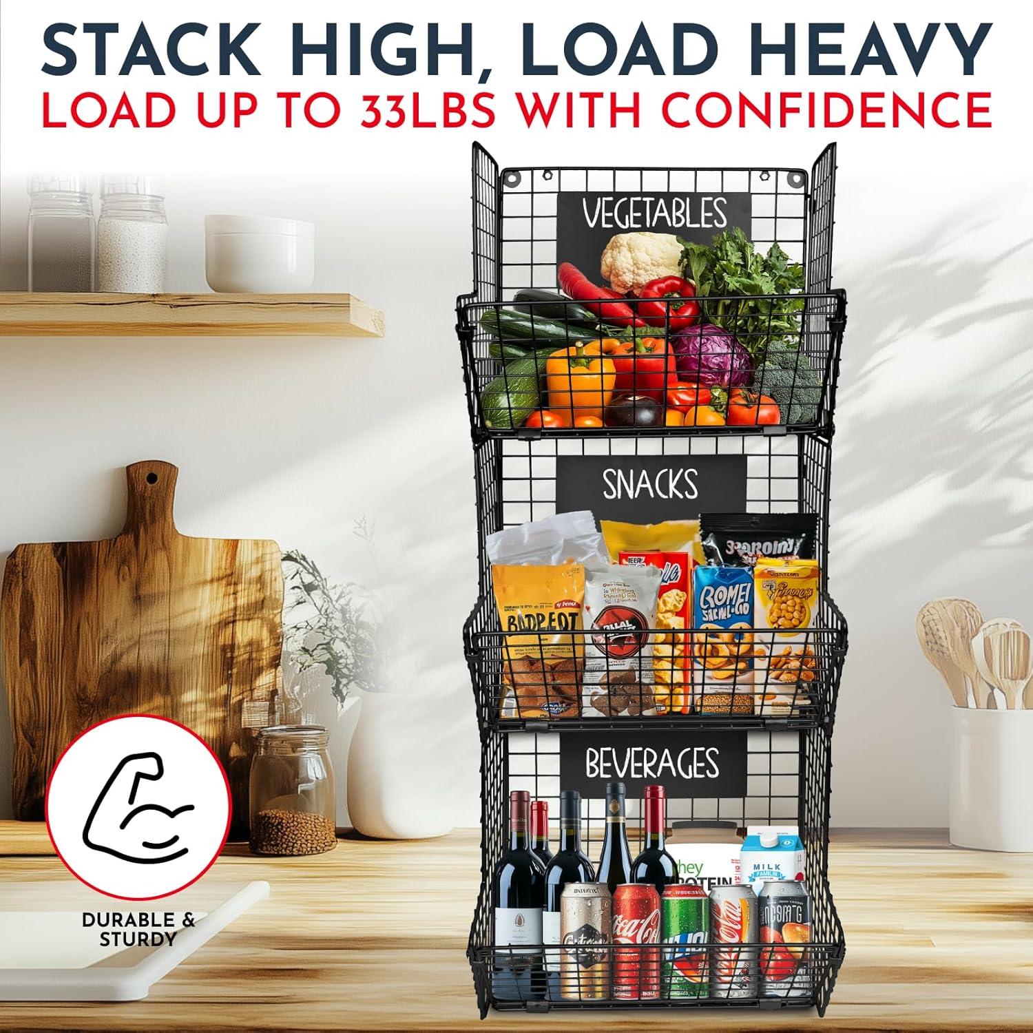 Cesta Colgante de Pared XL Culinary Couture - 3 Niveles, Negro