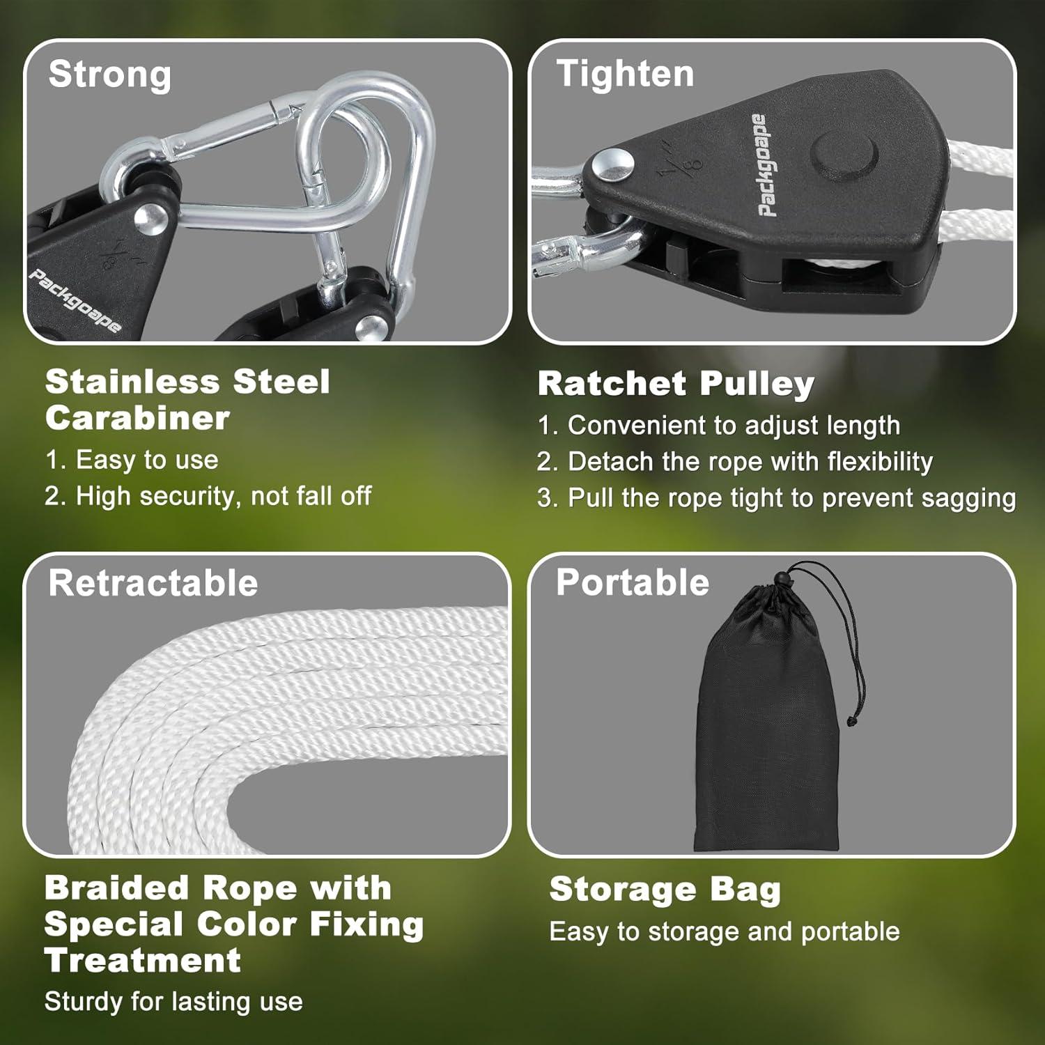 Cuerda de Ropa Retráctil Packgoape 5.8m con Clips y Poleas