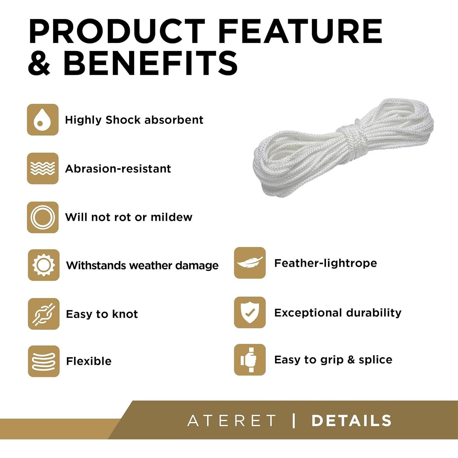 Cuerda de Polipropileno Trenzada ATERET 1/8" x 14.63m (2 unidades)