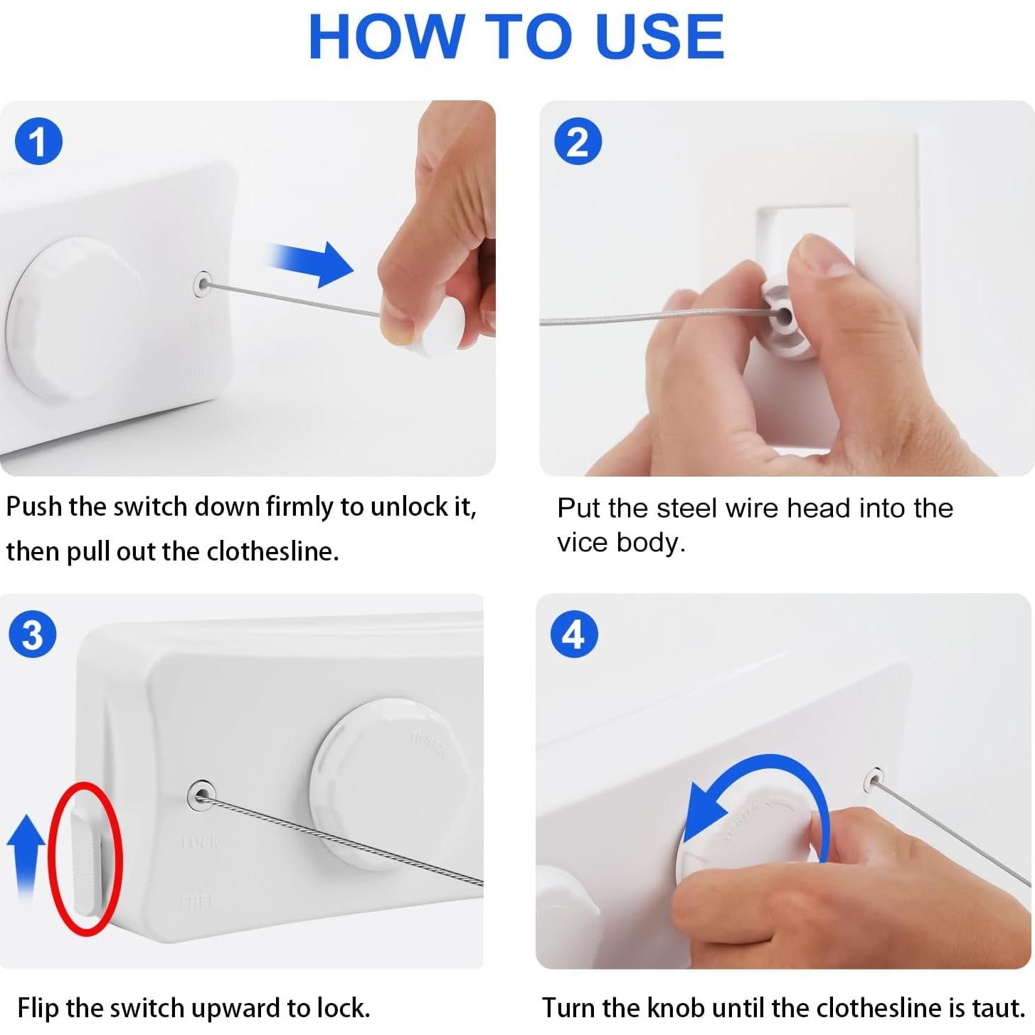Cuerda Retráctil para Ropa Qiviluto 5.18m con 30 Pinzas