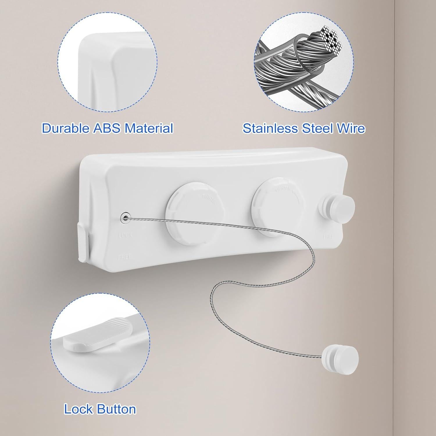 Cuerda Retráctil para Ropa Qiviluto 5.18m con 30 Pinzas