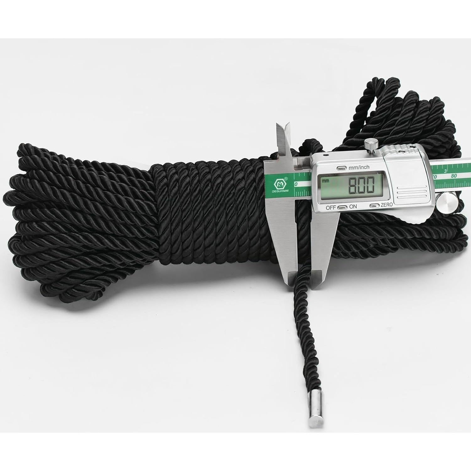 Cuerda de Seda Suave KINGLAKE 8mm Negra 15m Nylon Decorativa