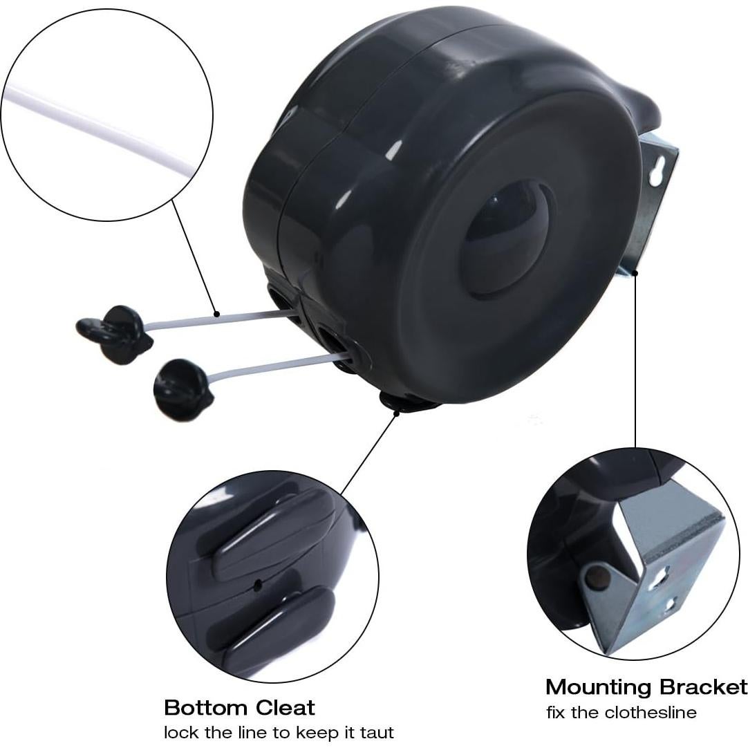 Cuerda Retráctil para Ropa JS HANGER 30m Doble Línea Alta Resistencia