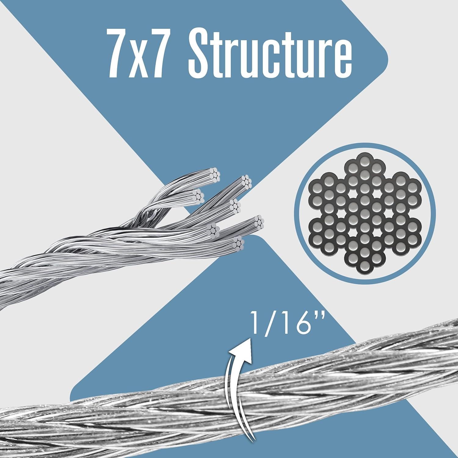 Cable de Alambre Galvanizado Houseables 1/16" 500 Pies 520 LB