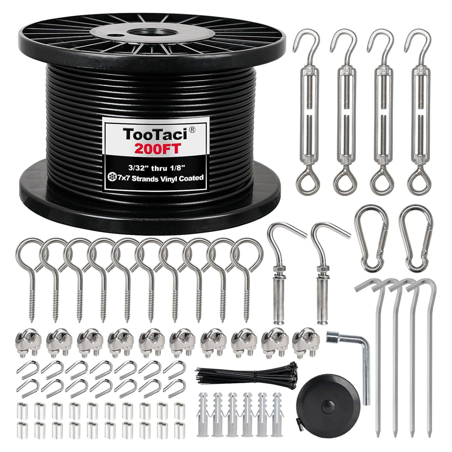 Kit de Cable de Acero Inoxidable 1/8" 61m TooTaci con Tensores