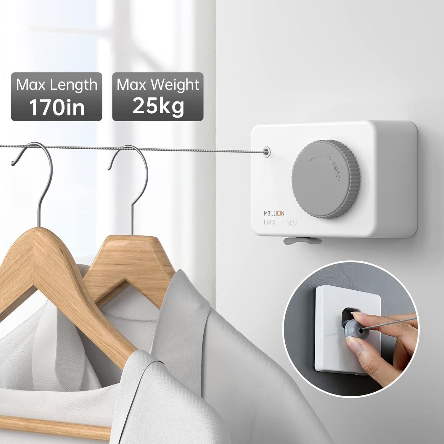 Cuerda Retráctil para Ropa Mbillion 4.2m Acero Inoxidable