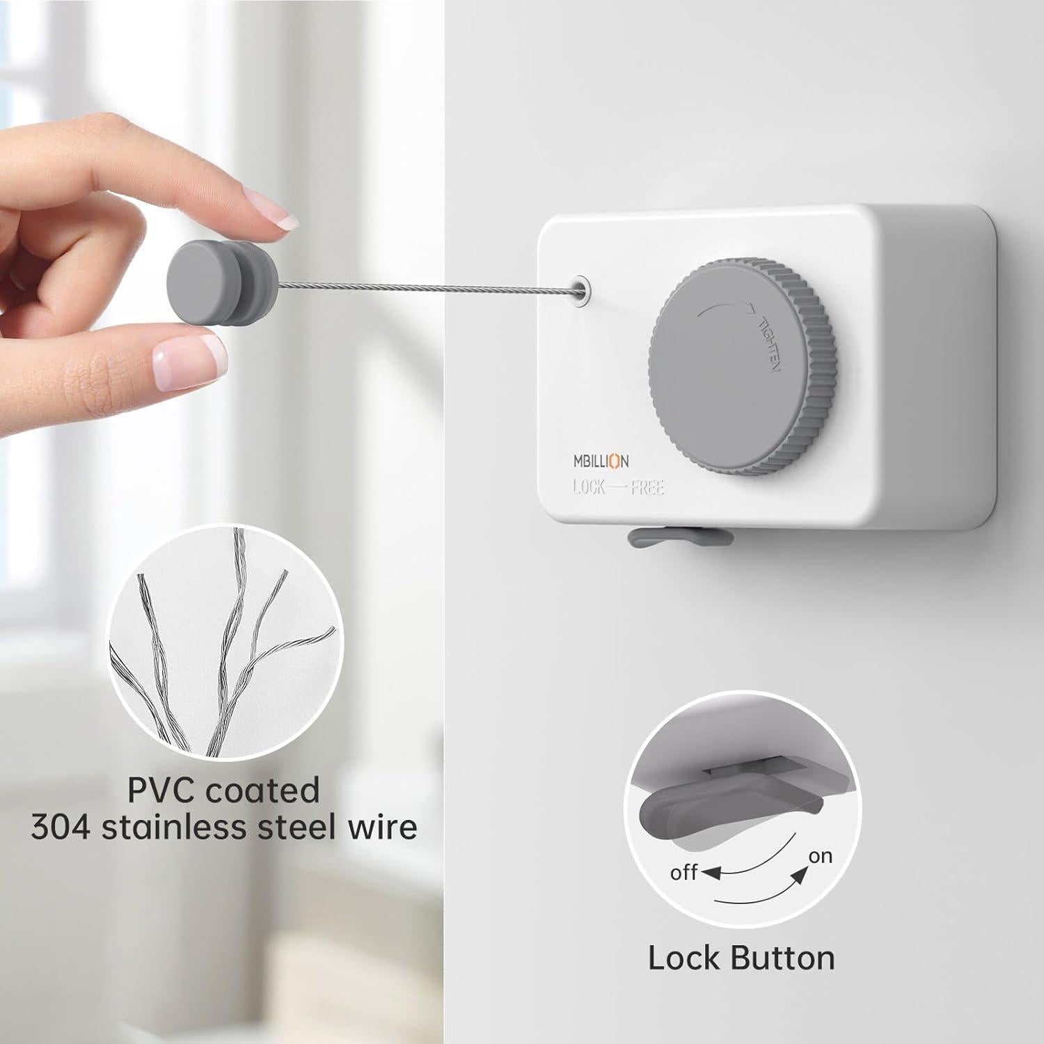 Cuerda Retráctil para Ropa Mbillion 4.2m Acero Inoxidable