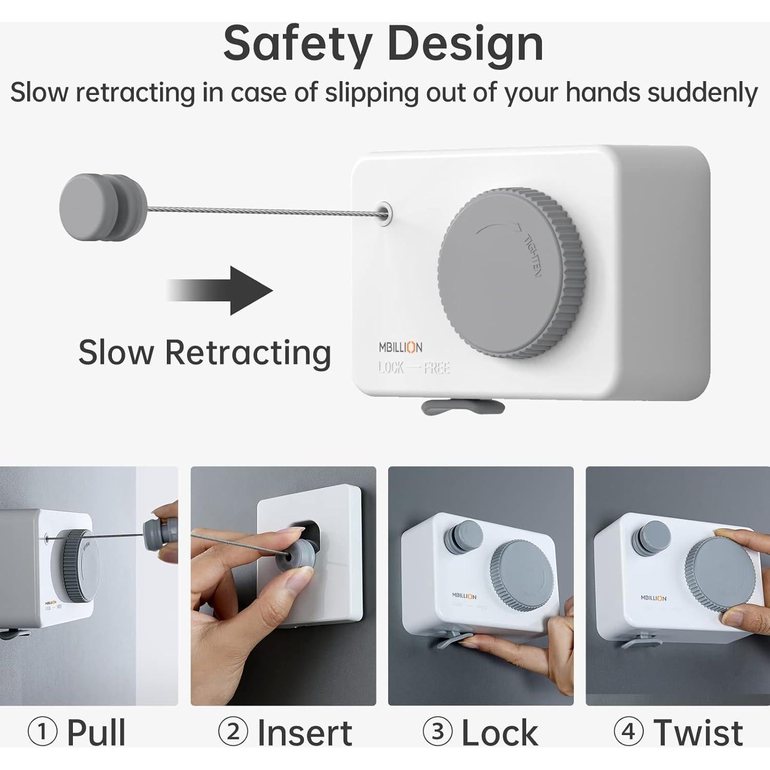 Cuerda Retráctil para Ropa Mbillion 4.2m Acero Inoxidable