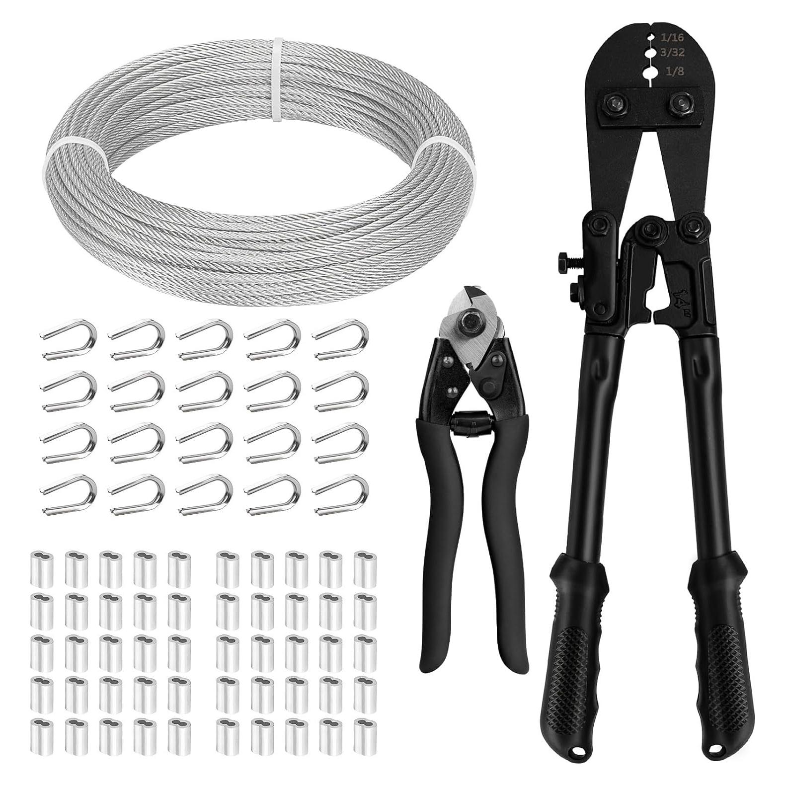 Kit de Cable de Acero Inoxidable 1/8 30.48m TooTaci con Herramientas