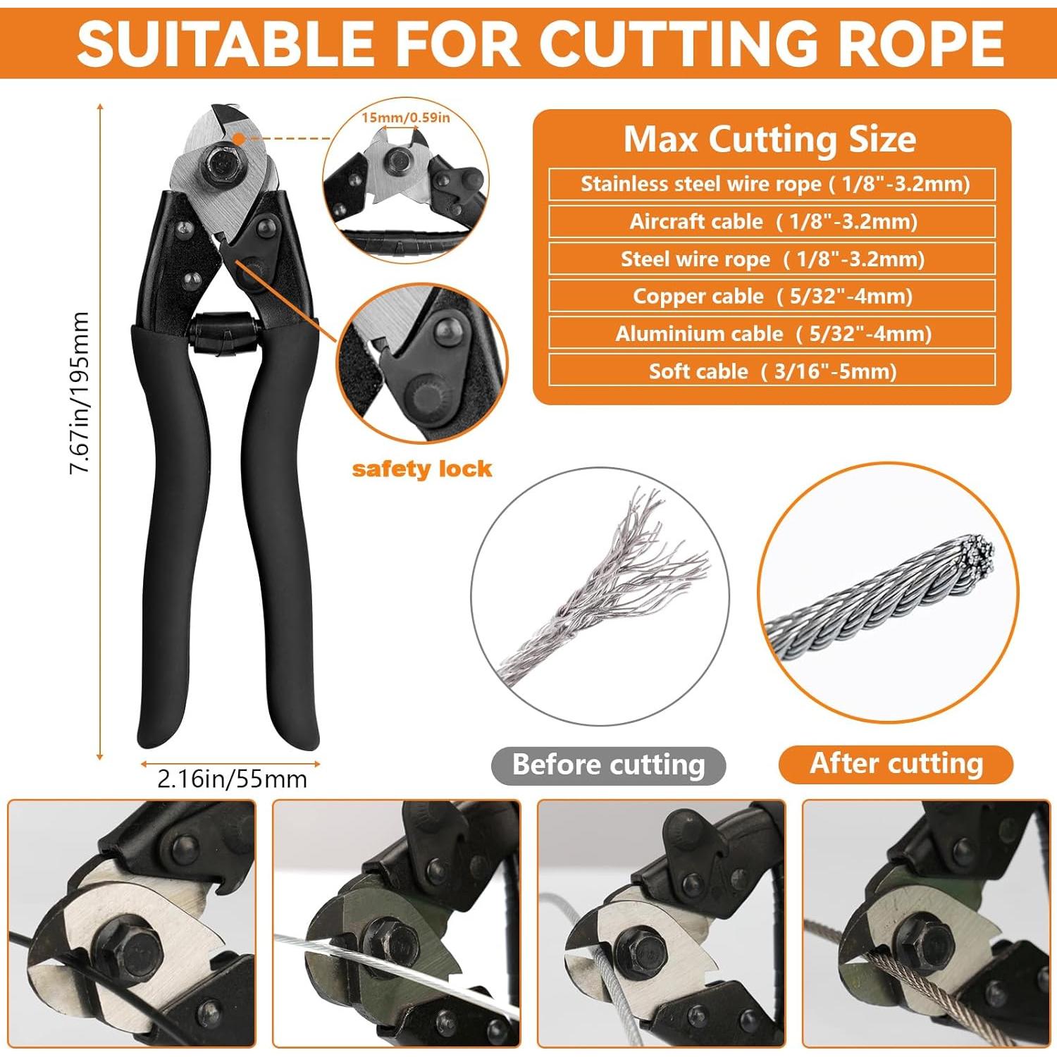 Kit de Cable de Acero Inoxidable 1/8 30.48m TooTaci con Herramientas