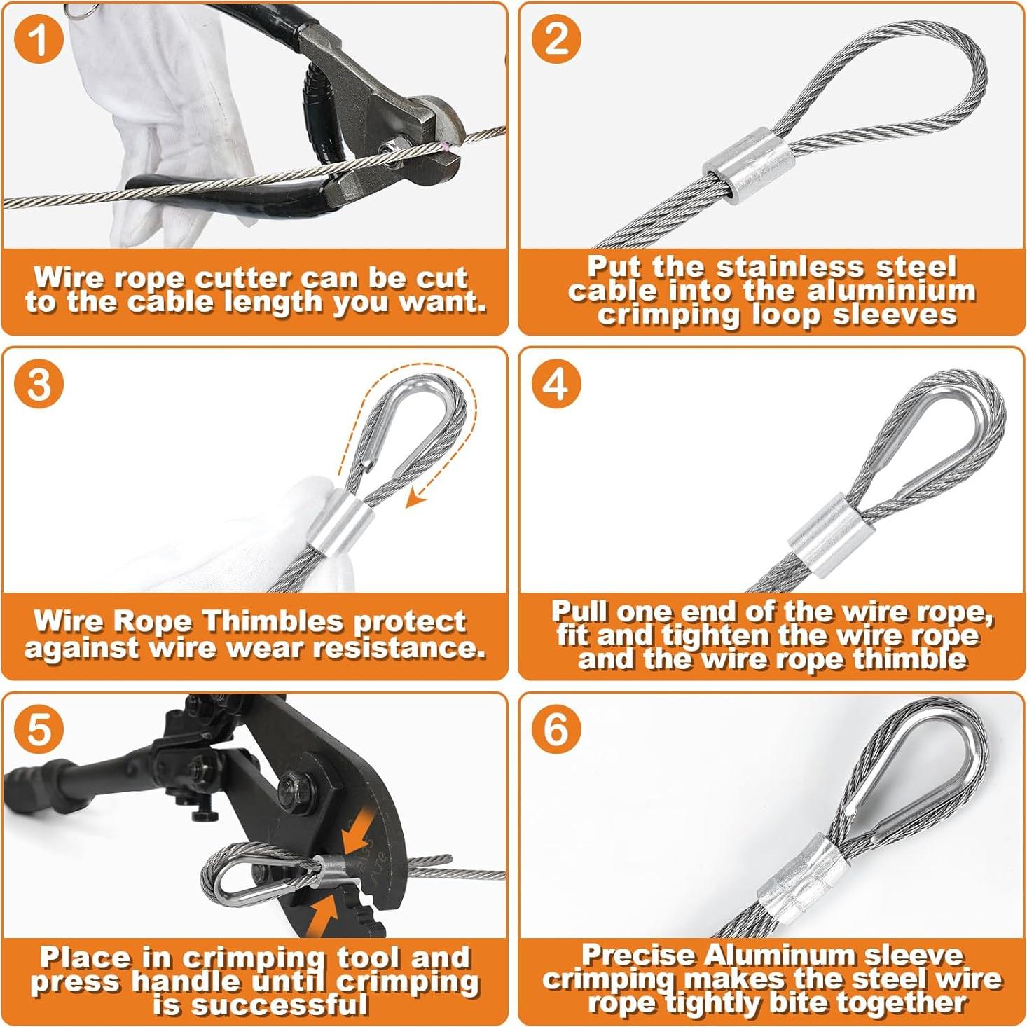 Kit de Cable de Acero Inoxidable 1/8 30.48m TooTaci con Herramientas