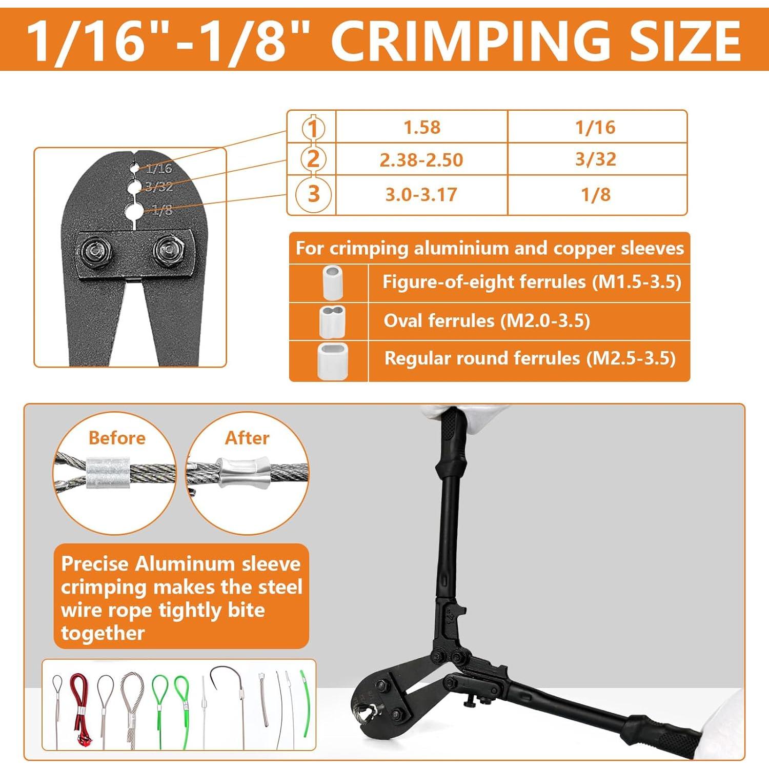 Kit de Cable de Acero Inoxidable 1/8 30.48m TooTaci con Herramientas