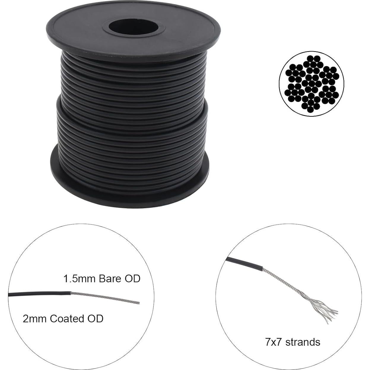 Cable de Acero Inoxidable 30m PNXKTXO Recubierto Nylon 1.5mm