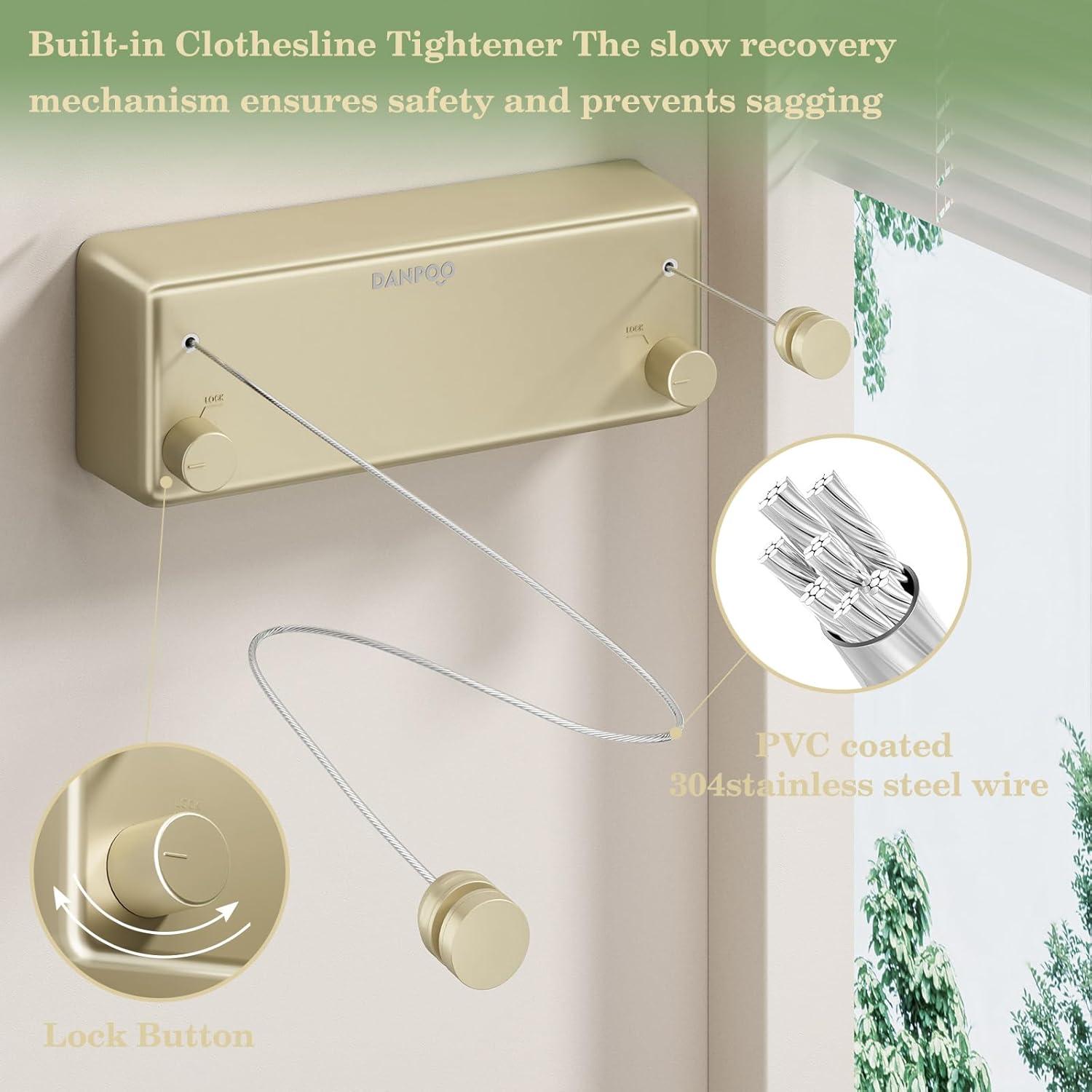 Línea de Ropa Retráctil Danpoo 8.5m Oro para Secado