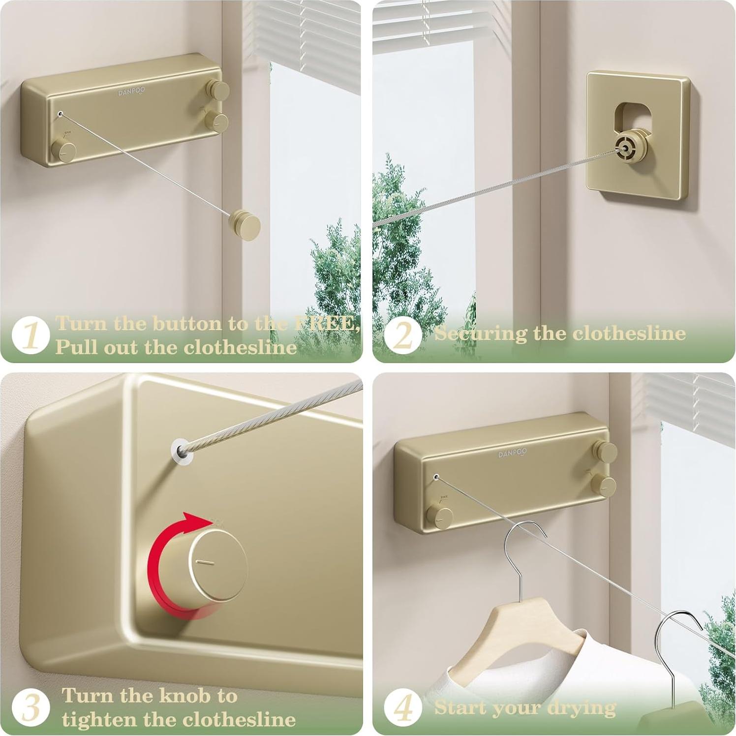 Línea de Ropa Retráctil Danpoo 8.5m Oro para Secado
