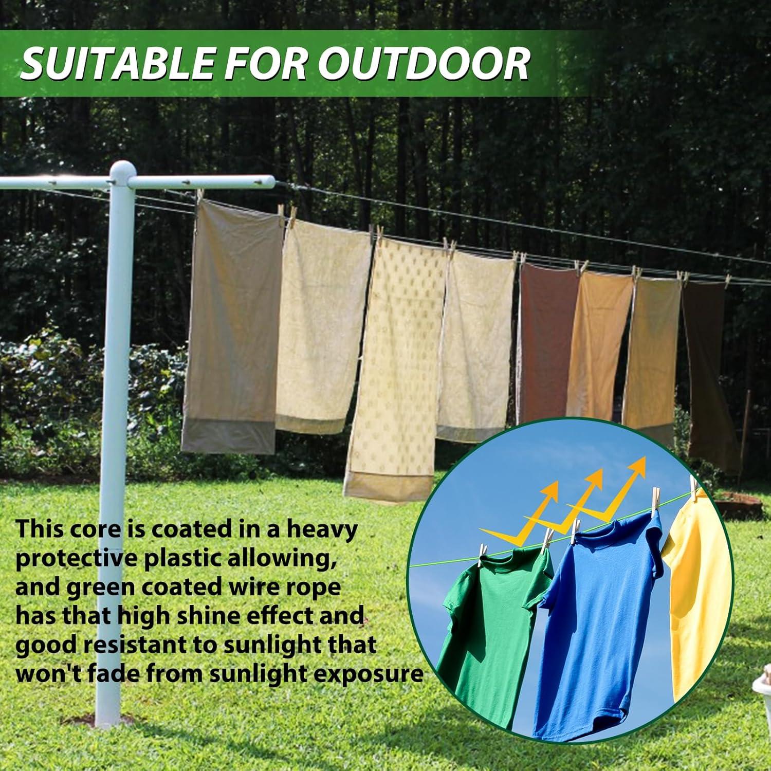 Cuerda de Alambre de Acero 3 mm x 30 m Verde PVC Yulexin