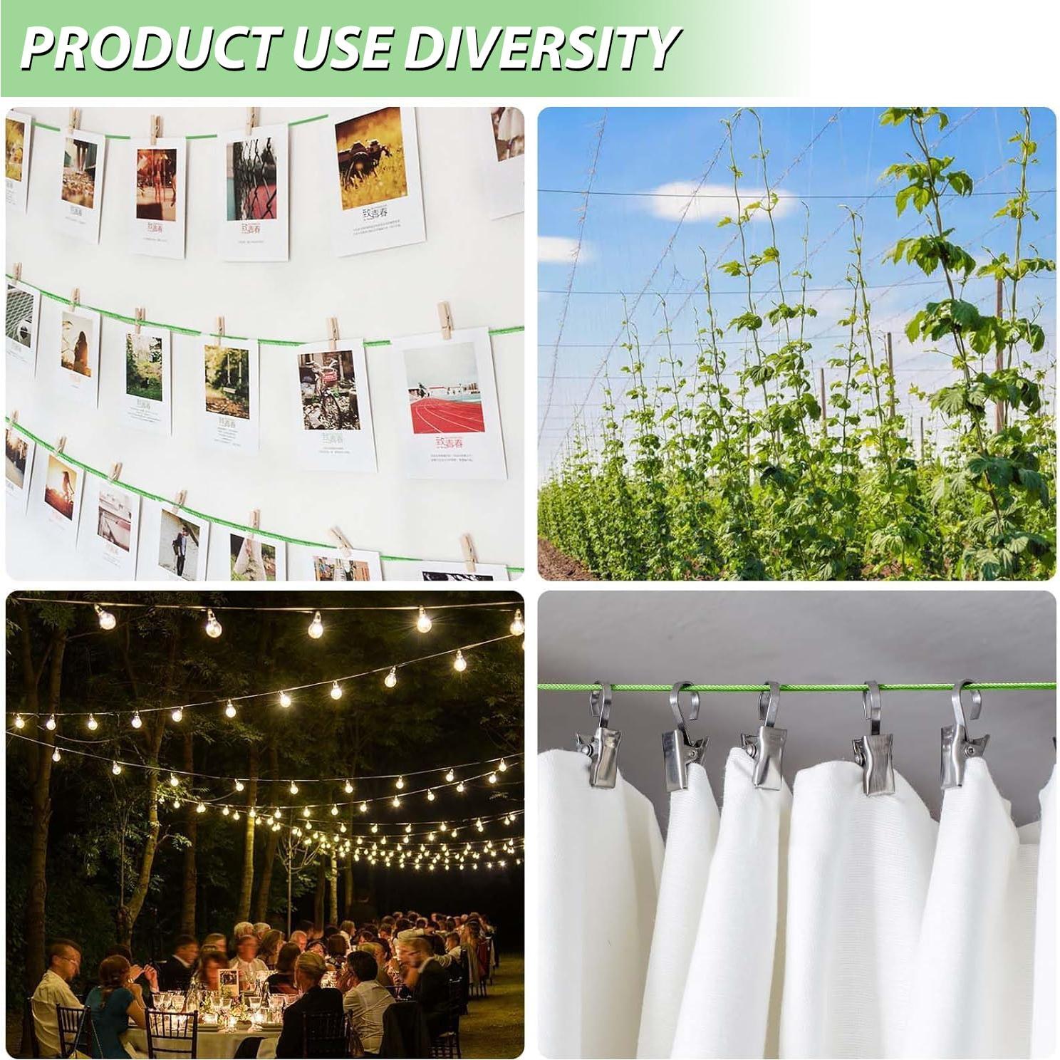 Cuerda de Alambre de Acero 3 mm x 30 m Verde PVC Yulexin