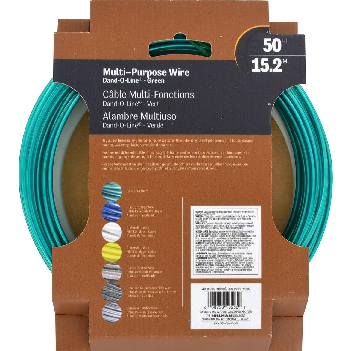 Alambre de Acero Recubierto Verde Hillman 15.24 m Calibre 14