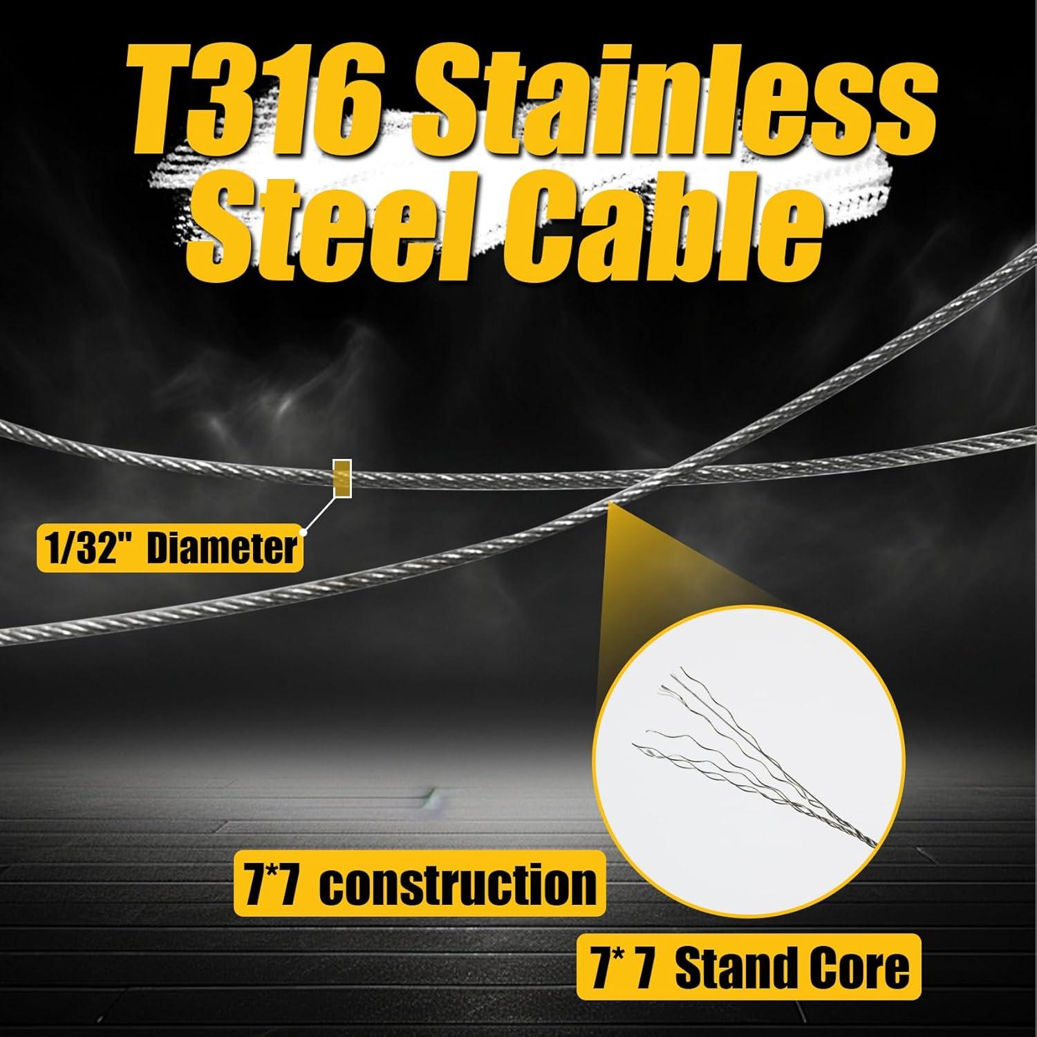 Cable de Acero Inoxidable 316 Uyenseoy 400FT 0.79mm Trenzado