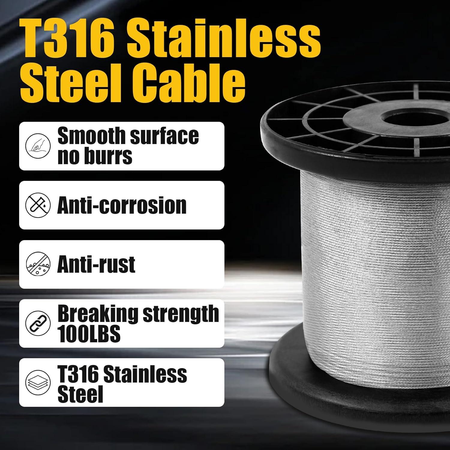 Cable de Acero Inoxidable 316 Uyenseoy 400FT 0.79mm Trenzado