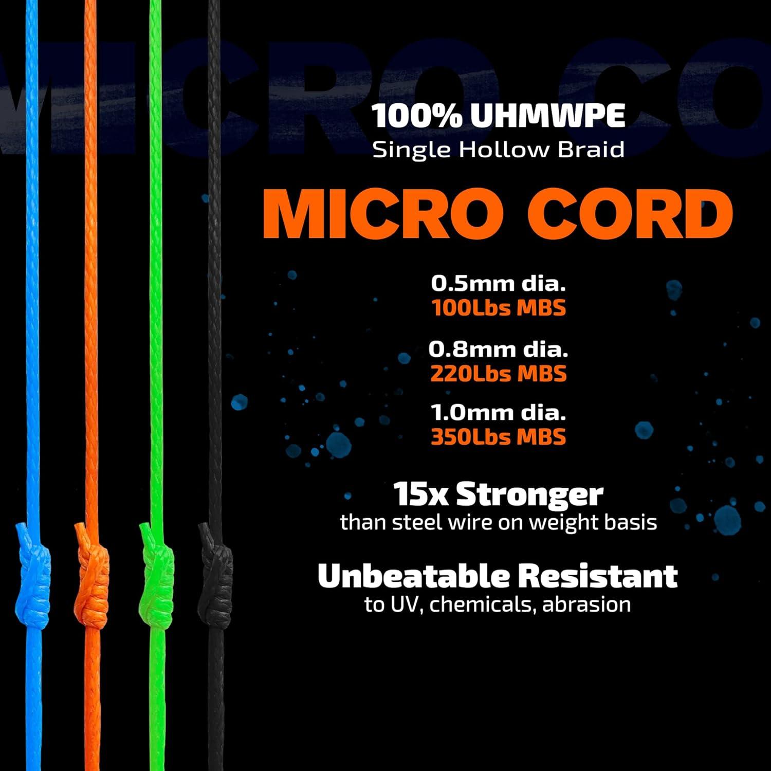 Cuerda Micro UHMWPE 0.8mm Negra Emma Kites 30.48m 220Lb