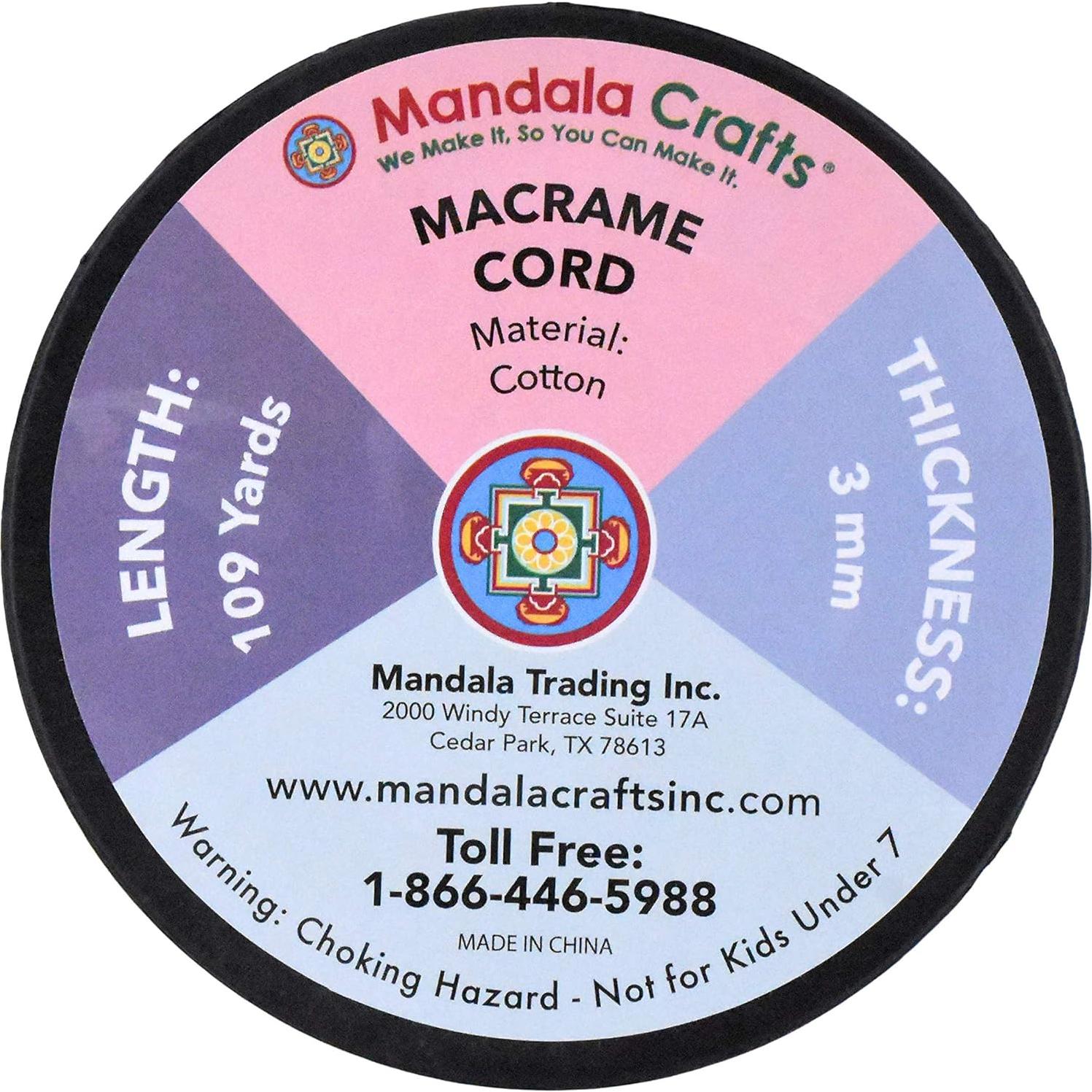 Cordón de Macramé Negro Mandala Crafts 3mm 99.4m Algodón