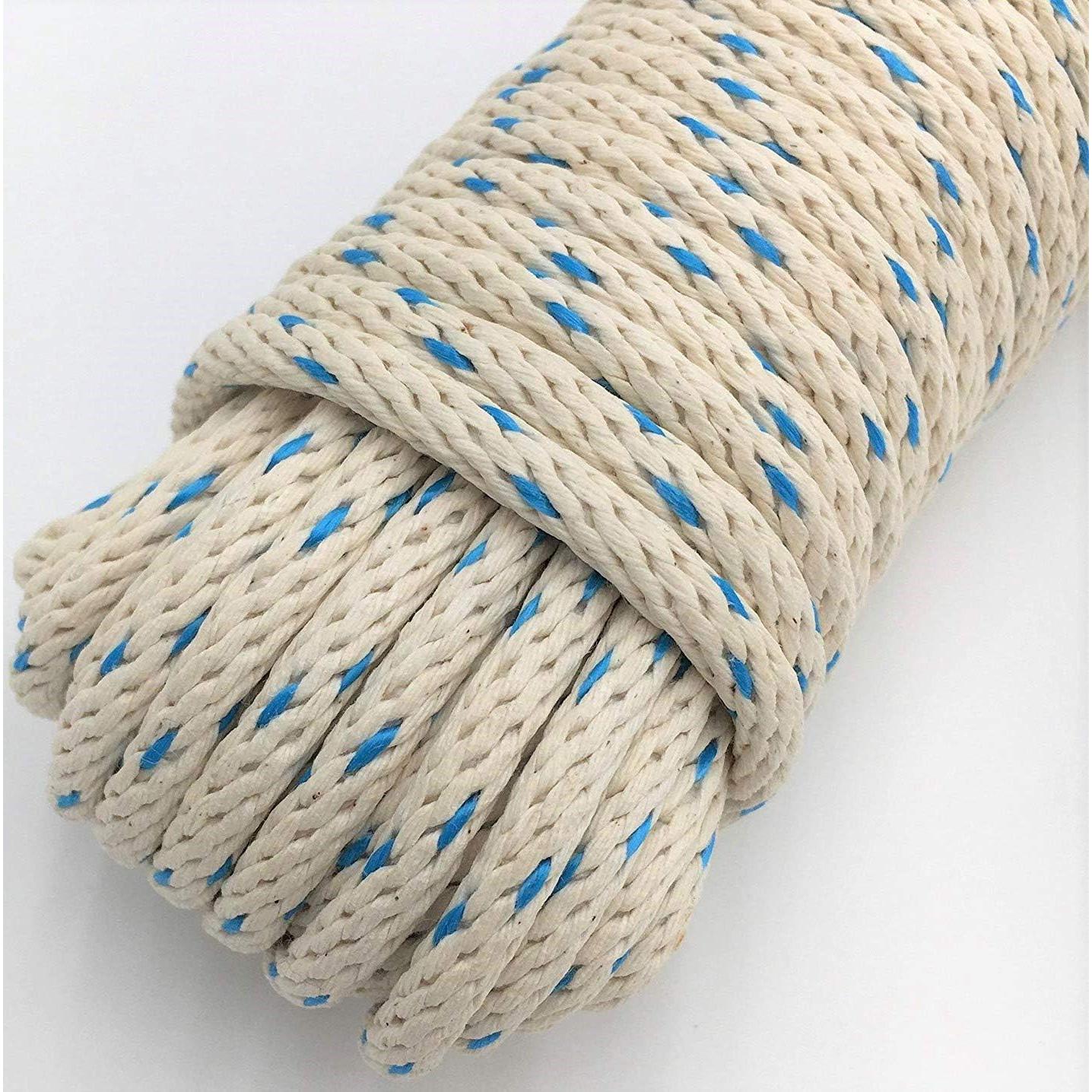 GREAT WHITE BLUTRACE® SASH Cord #10 Made in USA, 5/16" x 100ft. Hank, Cotton Tie Down Camping, Clothesline, Rigging, Crafts, Theatre, Window Replacement Entertainment Spot Cord DIY Home Improvement