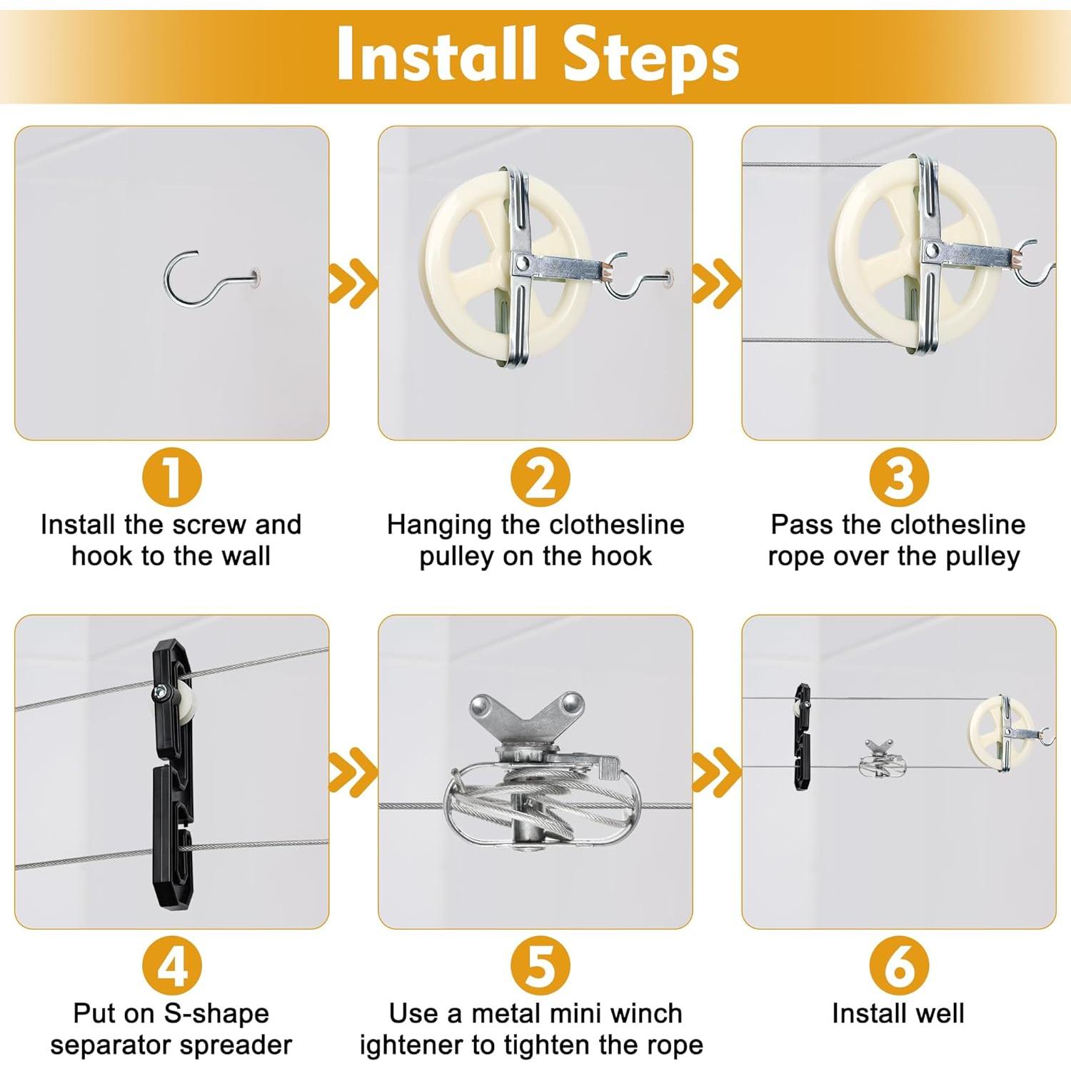 Kit de Tendedero Exterior COITEK 46m con Poleas y Ganchos