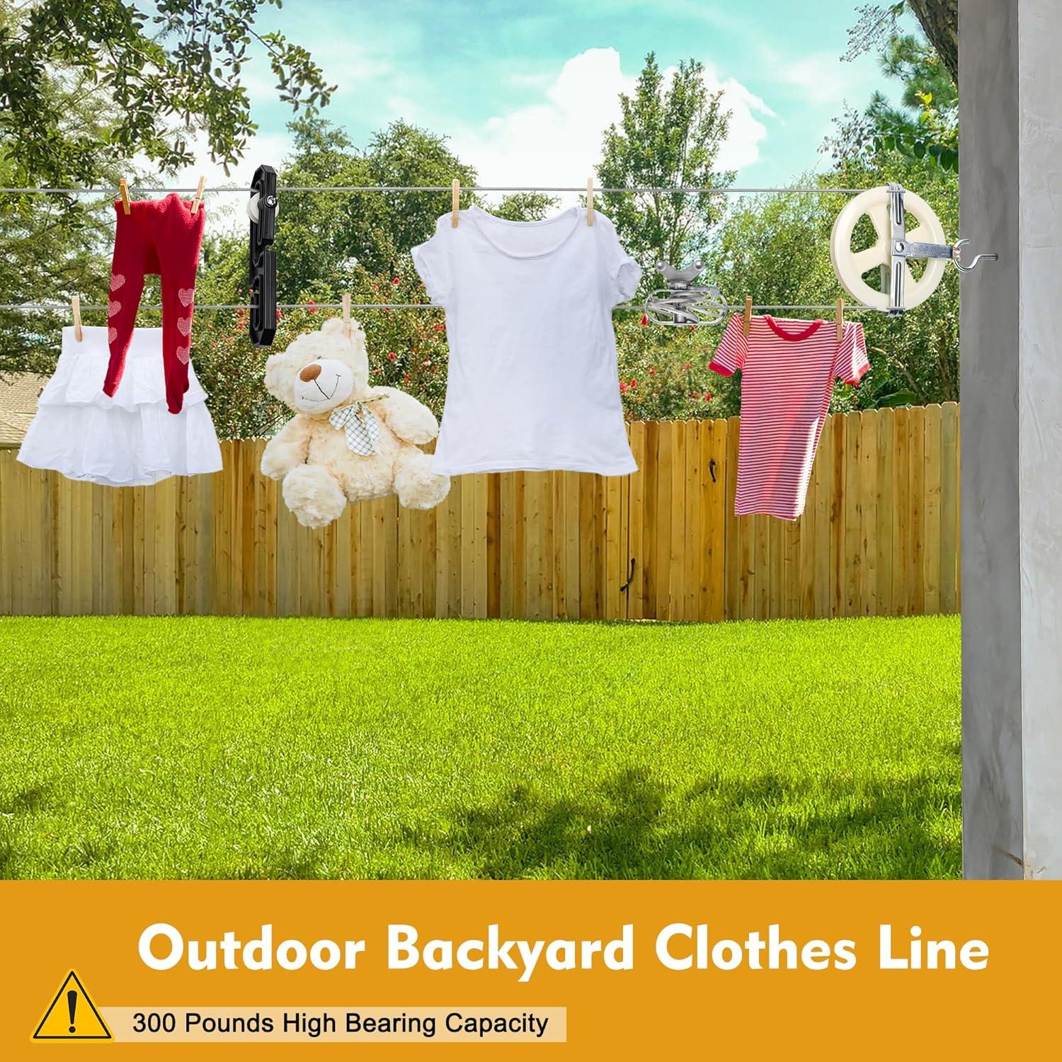 Kit de Tendedero Exterior COITEK 46m con Poleas y Ganchos