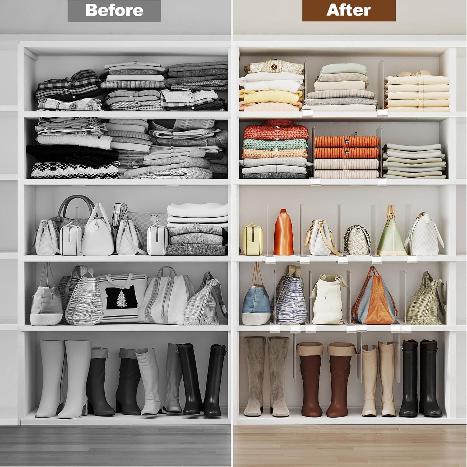 Organizador de Estante Saccik - 8 Divisores Acrílicos Transparentes