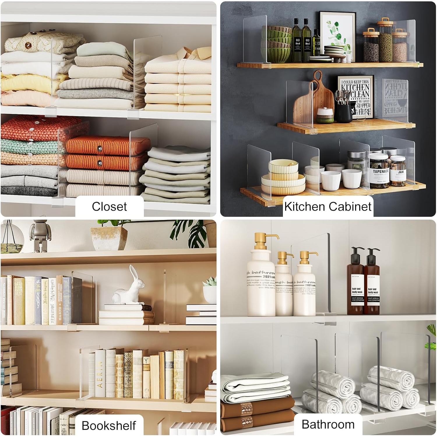 Organizador de Estante Saccik - 8 Divisores Acrílicos Transparentes