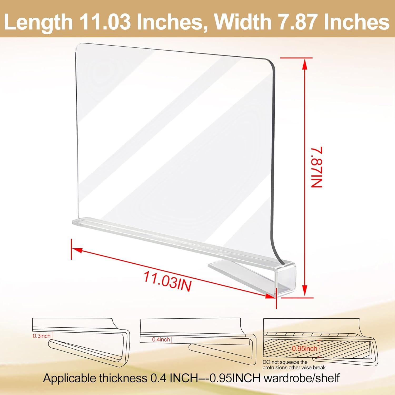 Divisores de Estante Acrílico Transparente TONGTLAN 8 Paquete