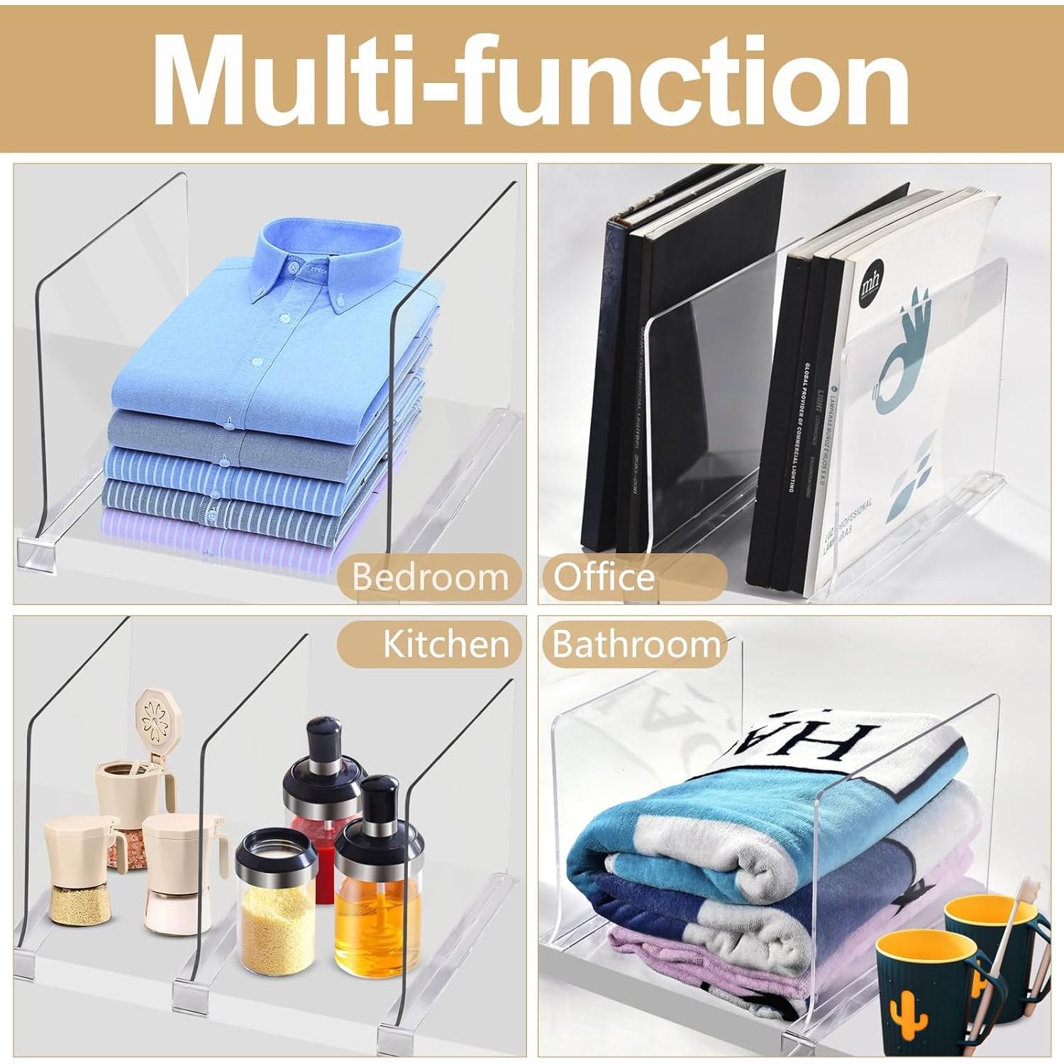 Divisores de Estante Acrílico Transparente TONGTLAN 8 Paquete