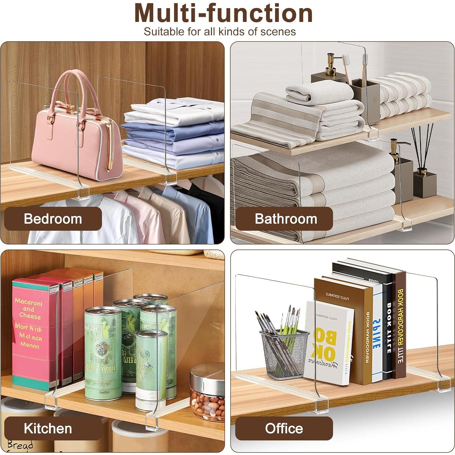 Paquete de 10 Divisores de Estante Acrílicos Ajustables