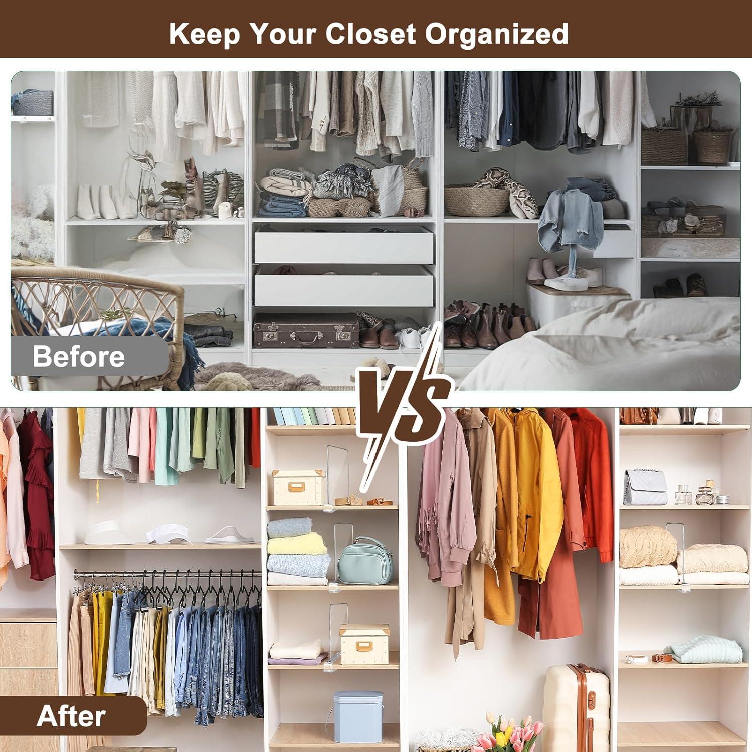 Paquete de 10 Divisores de Estante Acrílicos Ajustables