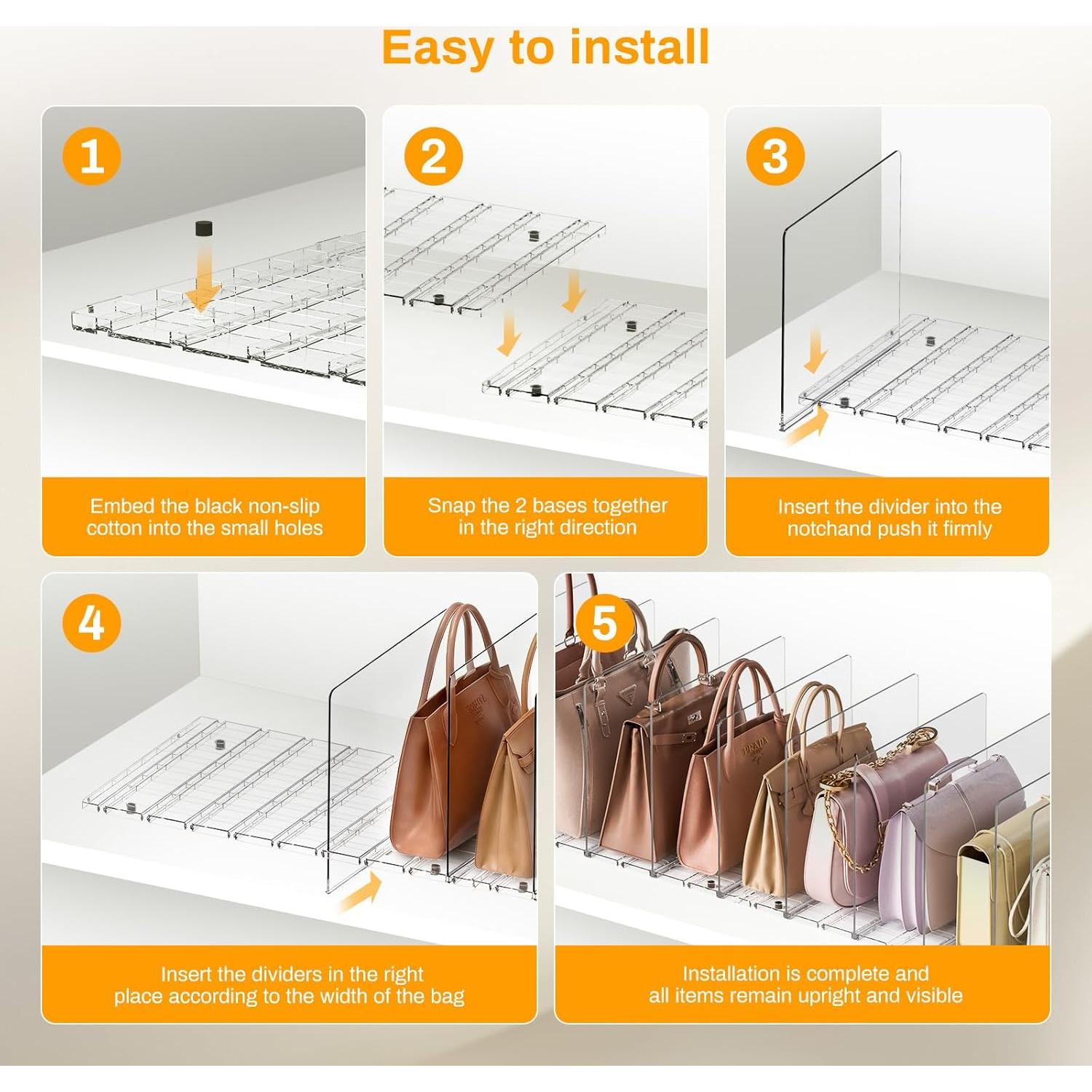 Organizador de Bolsos Ajustable 2 Set Pequeño - Divisores Estante