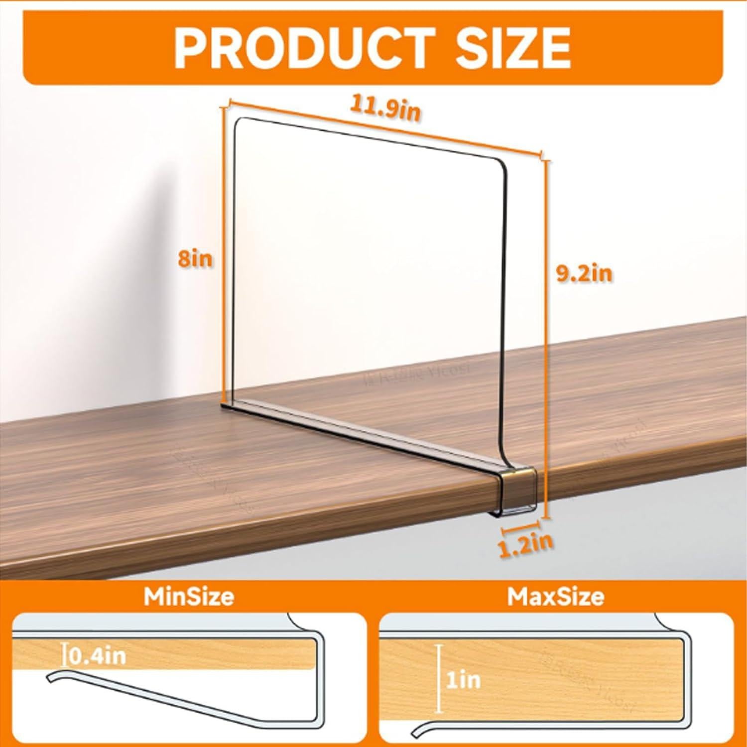 Divisores de Estantes de Acrílico Qiyue 31.5x23.9x20 cm