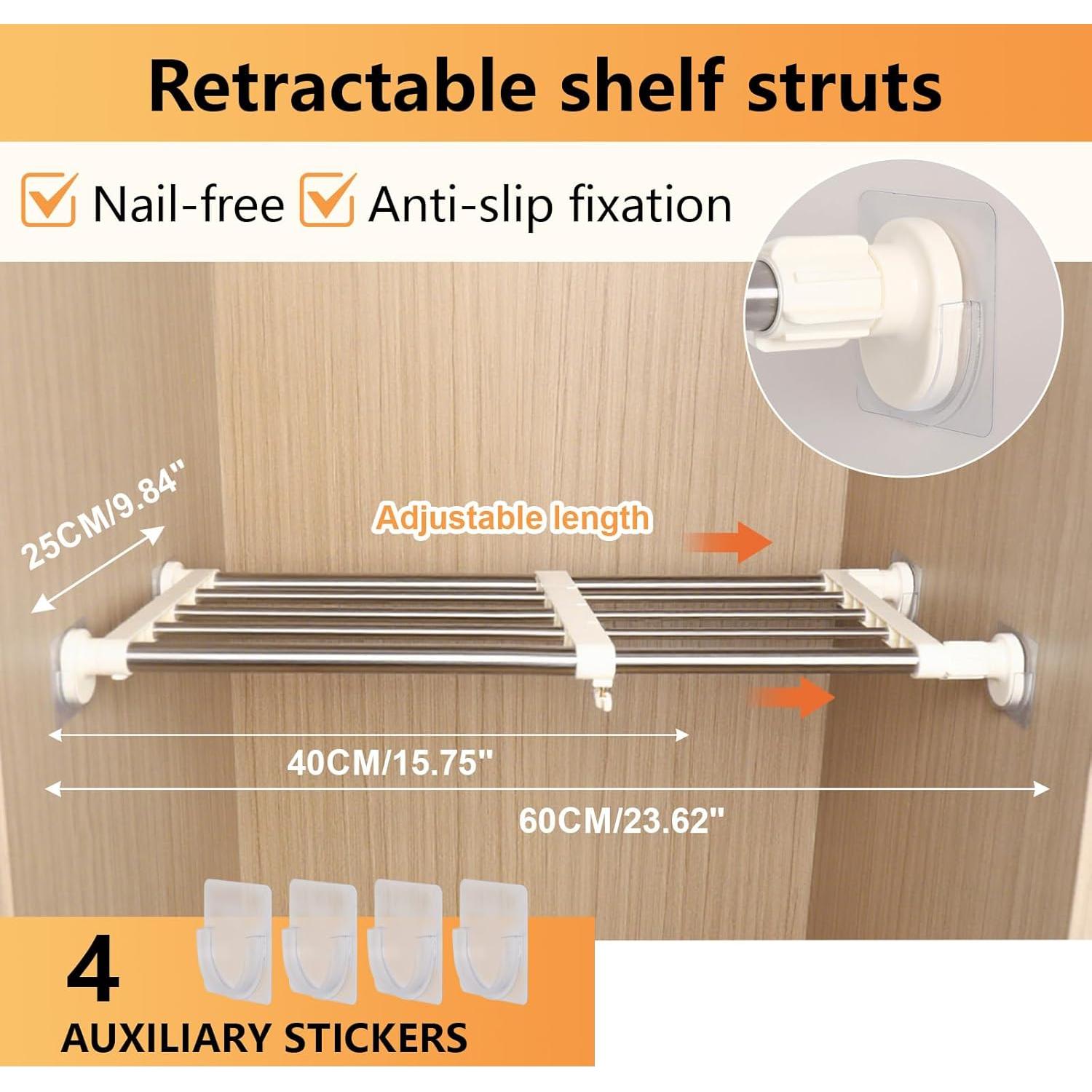 Estante Organizador de Ropa BAOYOUNI Ajustable 40-60 cm Marfil